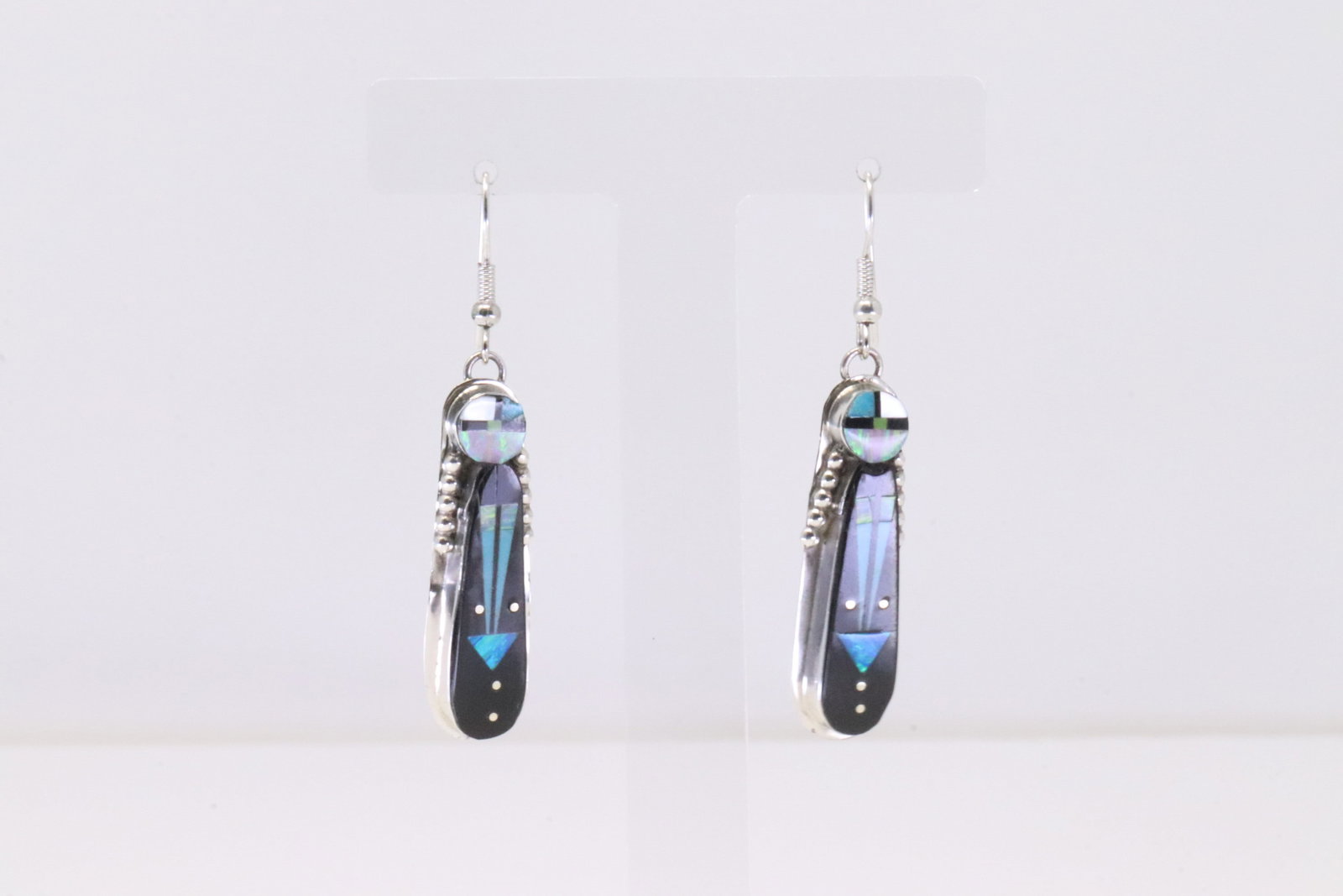 Native America Navajo Sterling Silver Night Sky Dangling Earring's By Gilbert Smith.: This is a Native America Navajo Sterling Silver Night Sky Dangling Earring's By Gilbert Smith.