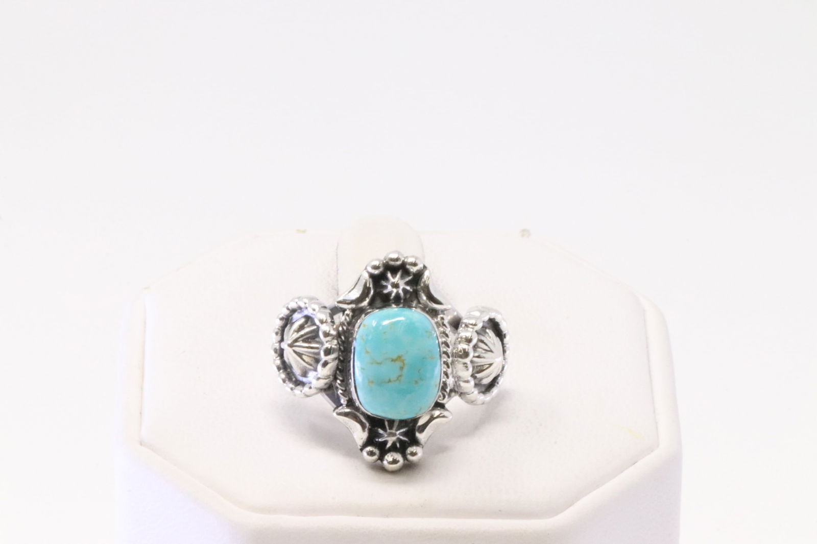 Native America Navajo Sterling Silver Turquoise Ring Stardrop By G.Francisco. (1 of 4)