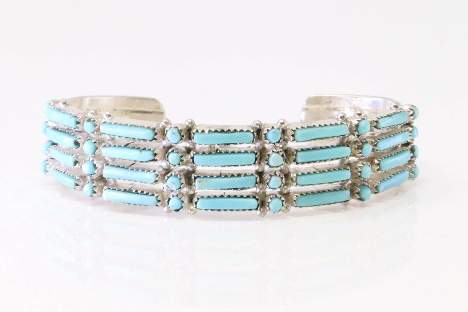 Native America Zuni Sterling Silver Turquoise Bracelet Cuff By J.W. (1 of 4)