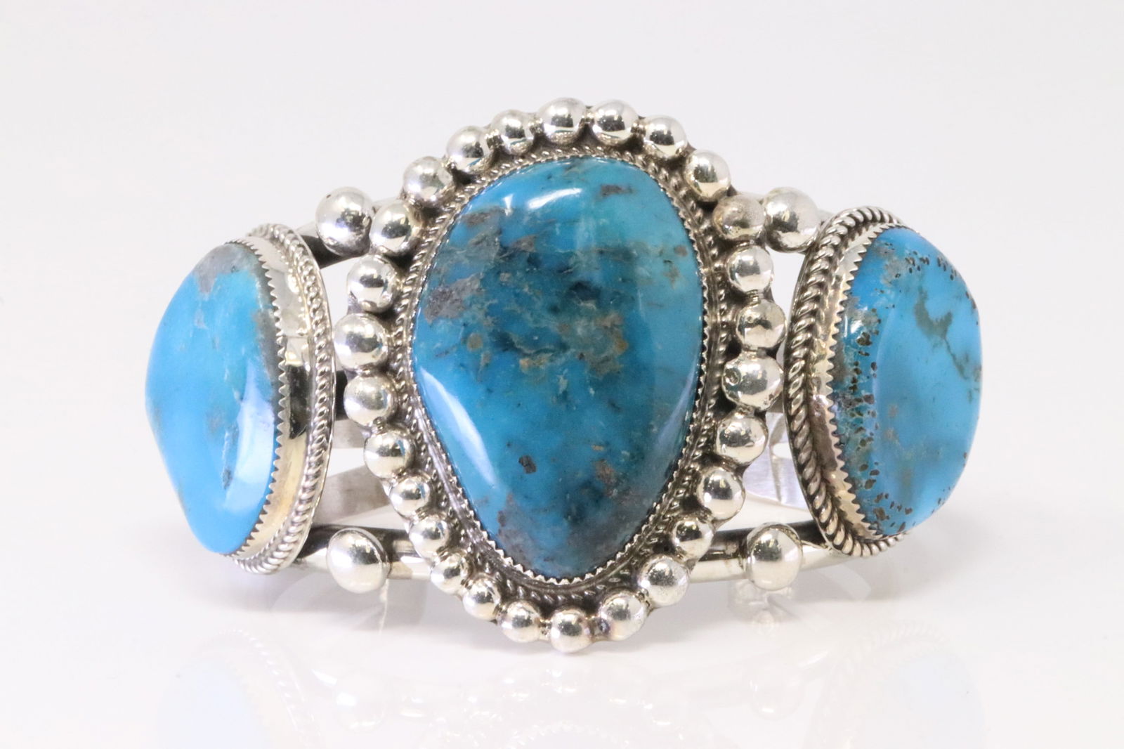Native American Navajo Sterling Silver Turquoise Bracelet Cuff By Ray Nez. (1 of 4)