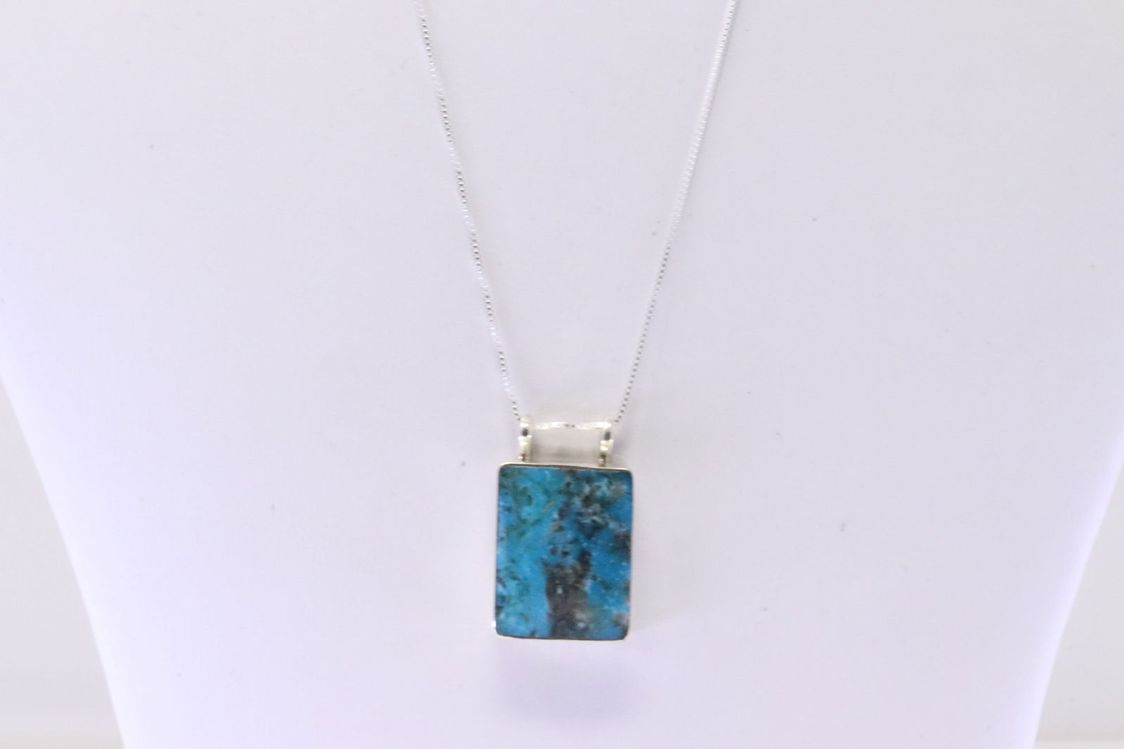 Native American Navajo Sterling Silver Turquoise Necklace By Gilbert Smith. (1 of 4)