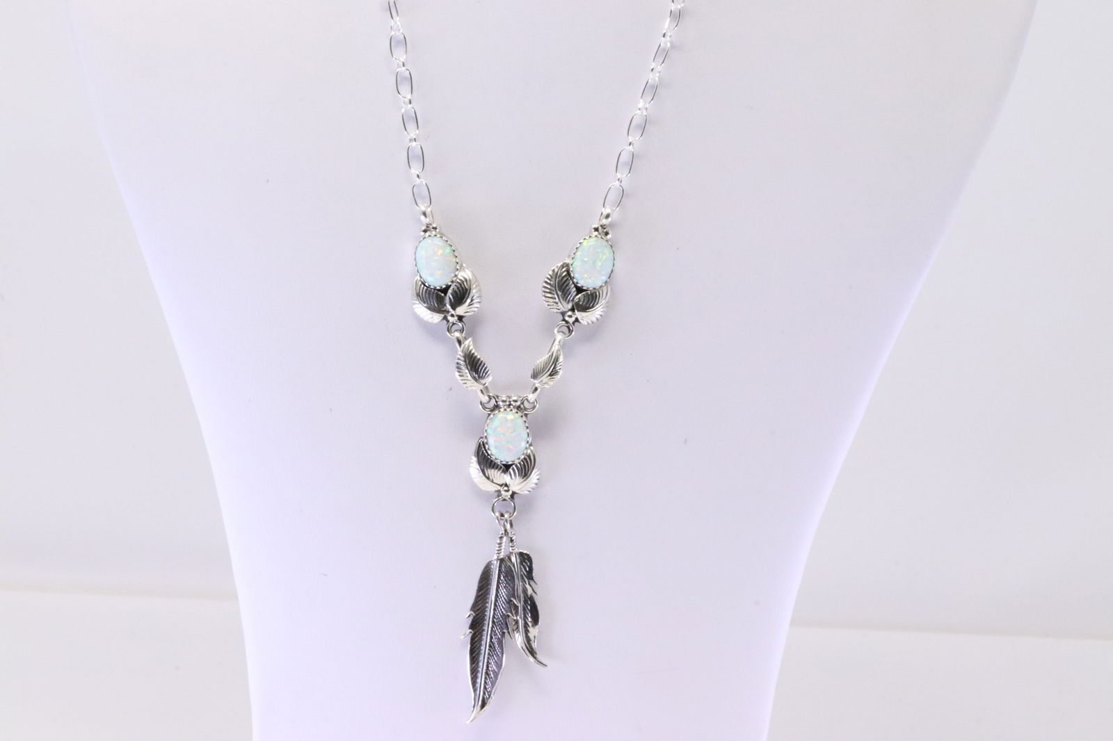 Native America Navajo Sterling Silver Synthetic Opal Necklace By Verley Betone. (1 of 4)