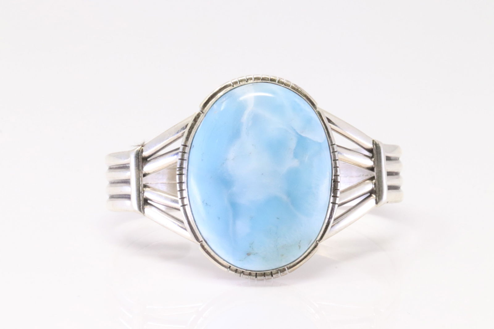 Native America Navajo Sterling Silver Larimar Bracelet Cuff By S.E. (1 of 4)