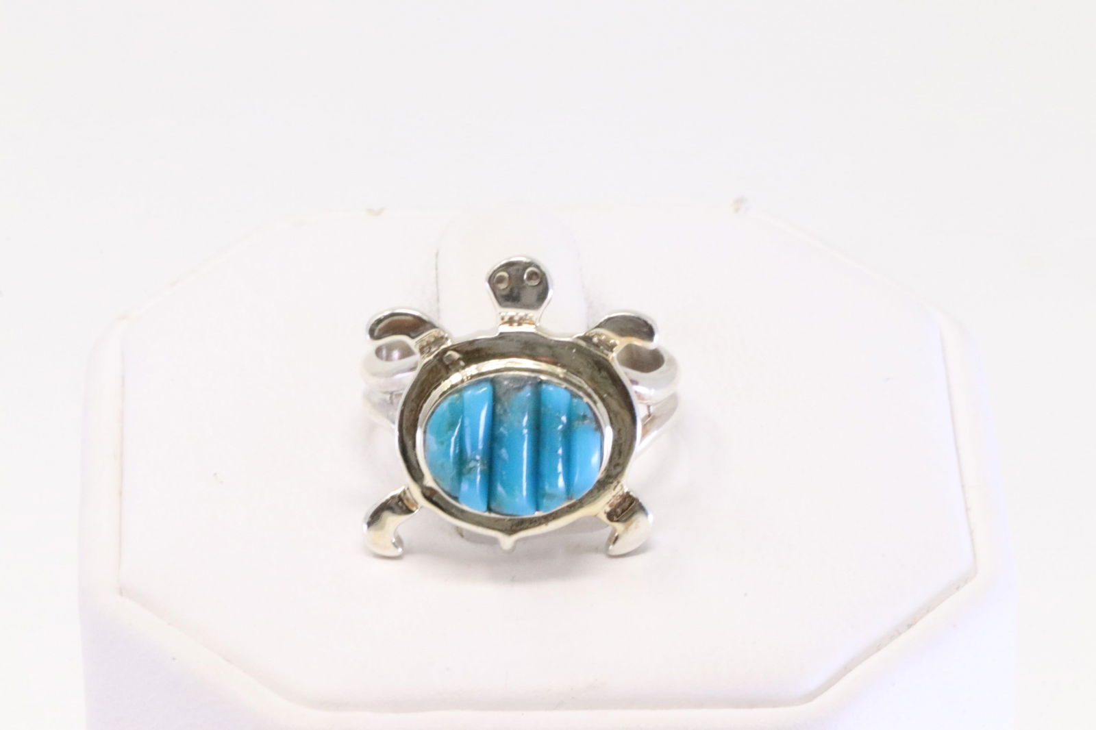 Native America Navajo Sterling Silver Turquoise Turtle Ring. (1 of 4)