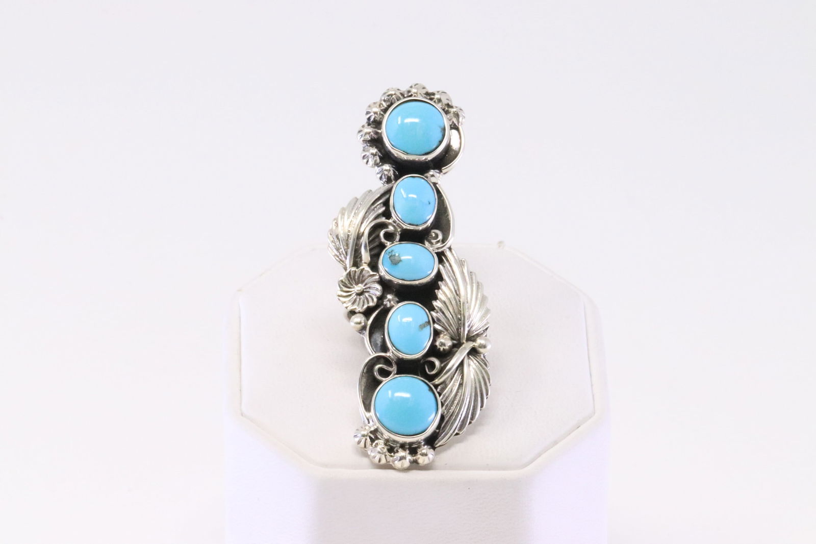 Native American Navajo Sterling Silver Turquoise Ring By Gilbert Smith. (1 of 4)