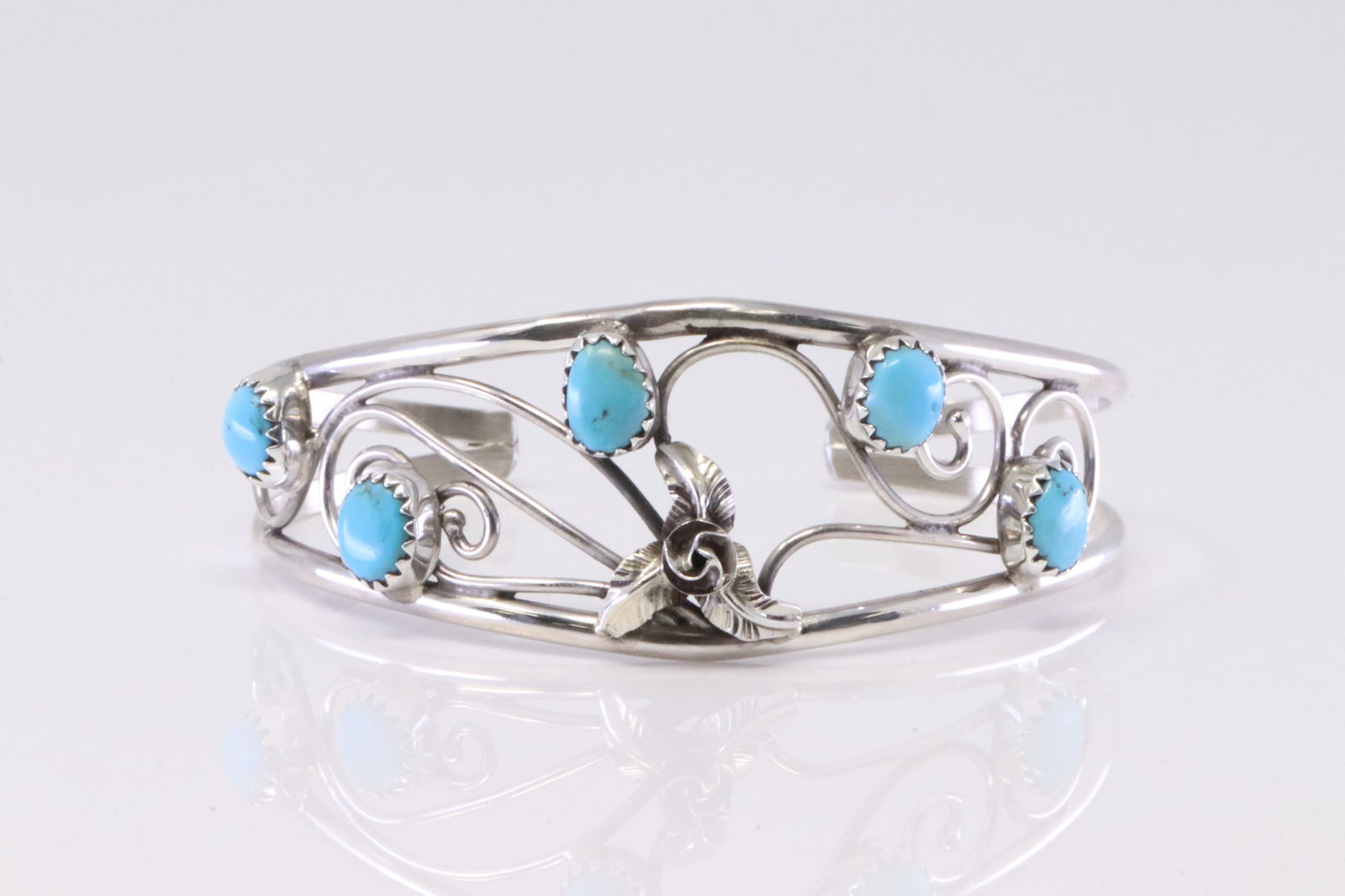Native American Navajo Sterling Silver Turquoise Bracelet Cuff By Max Calladitto. (1 of 4)