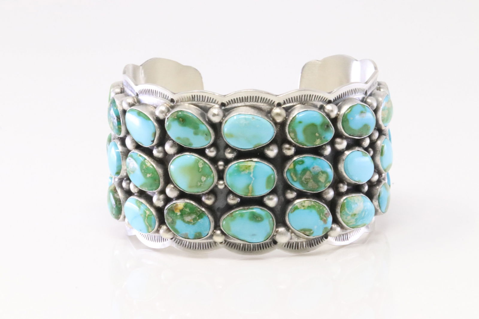 Native America Navajo Sterling Silver Sonora Gold Turquoise Bracelet Cuff By Tom Lewis. (1 of 4)