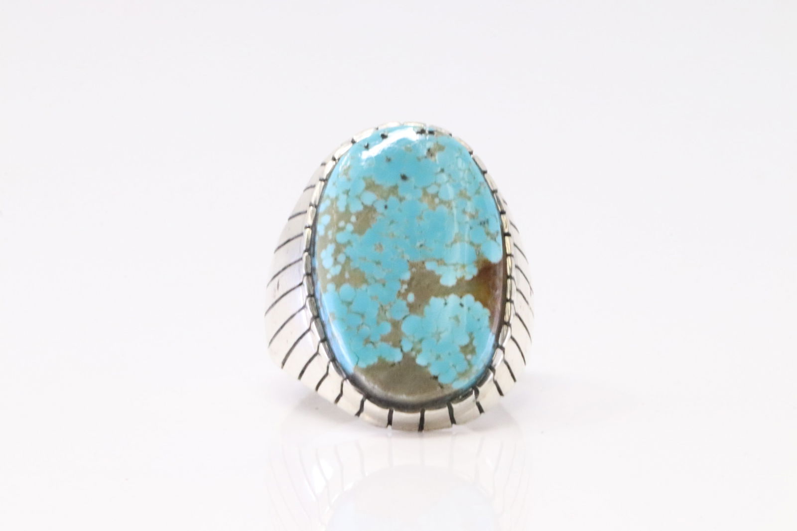 Native American Navajo Sterling Silver Turquoise Ring By R. (1 of 4)