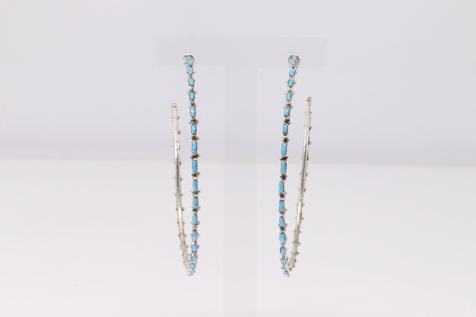 Native American Navajo Sterling Silver Turquoise Hoop Earring's. (1 of 4)