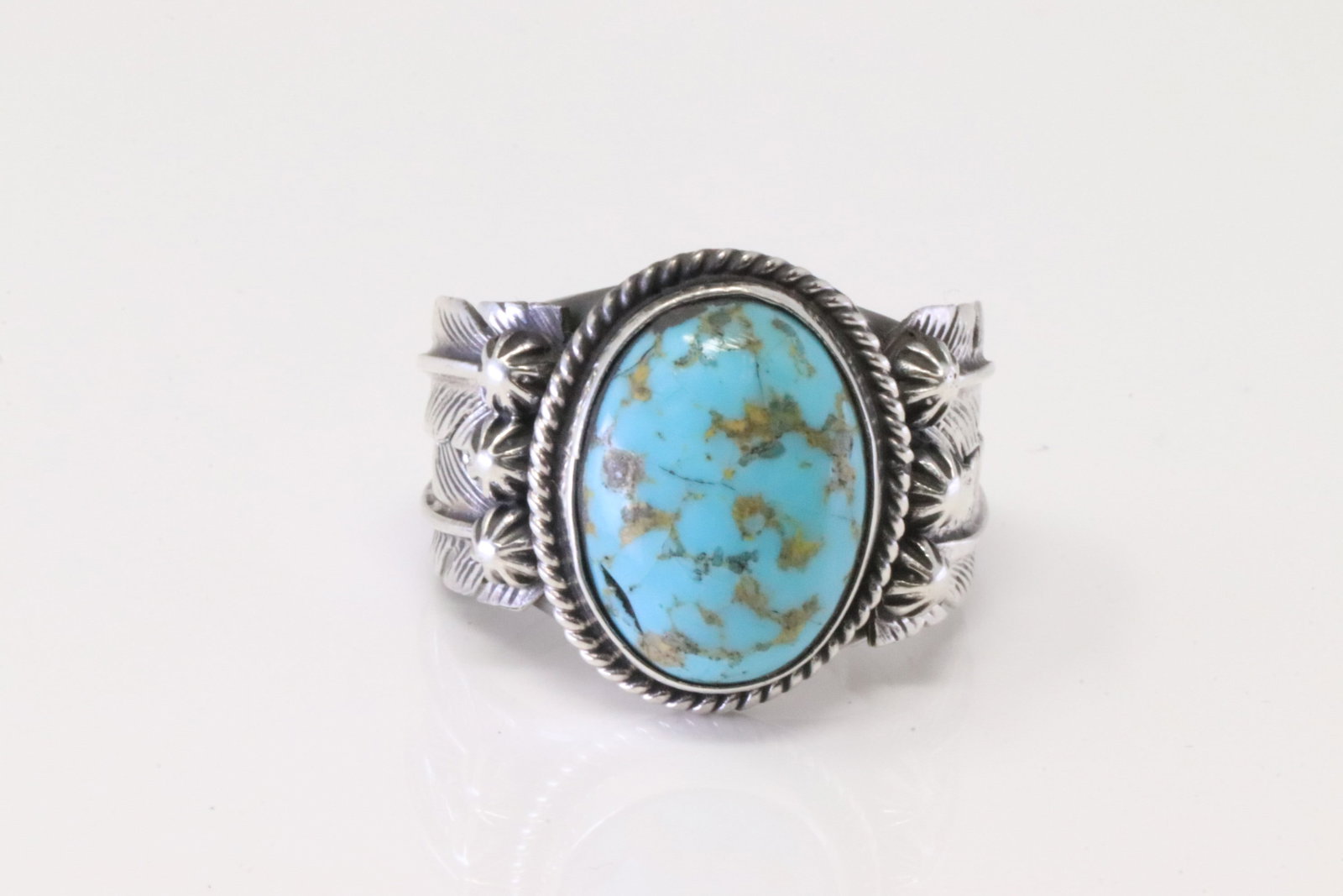 Native America Navajo Sterling Silver Turquoise Ring By Bobby Platero.: This is a Native America Navajo Sterling Silver Turquoise Ring By Bobby Platero. Ring size: 7.75.