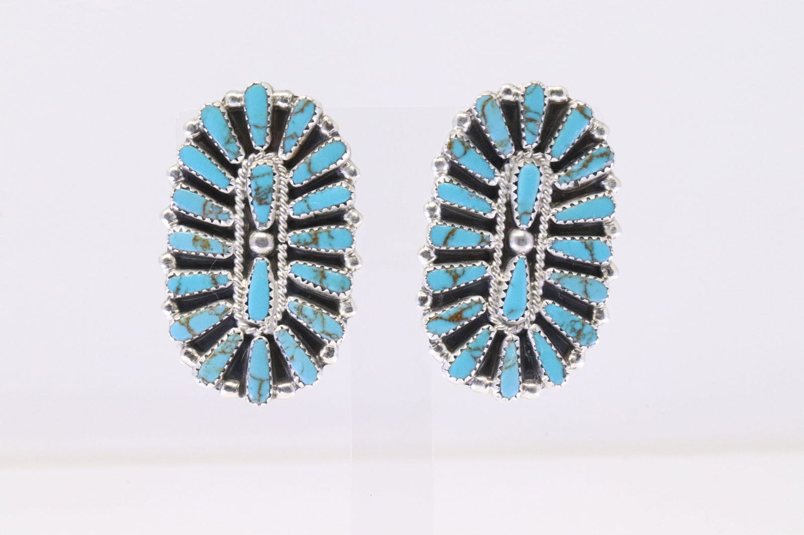 Native America Navajo Sterling Silver Synthetic Turquoise Post Earring's By S. (1 of 4)