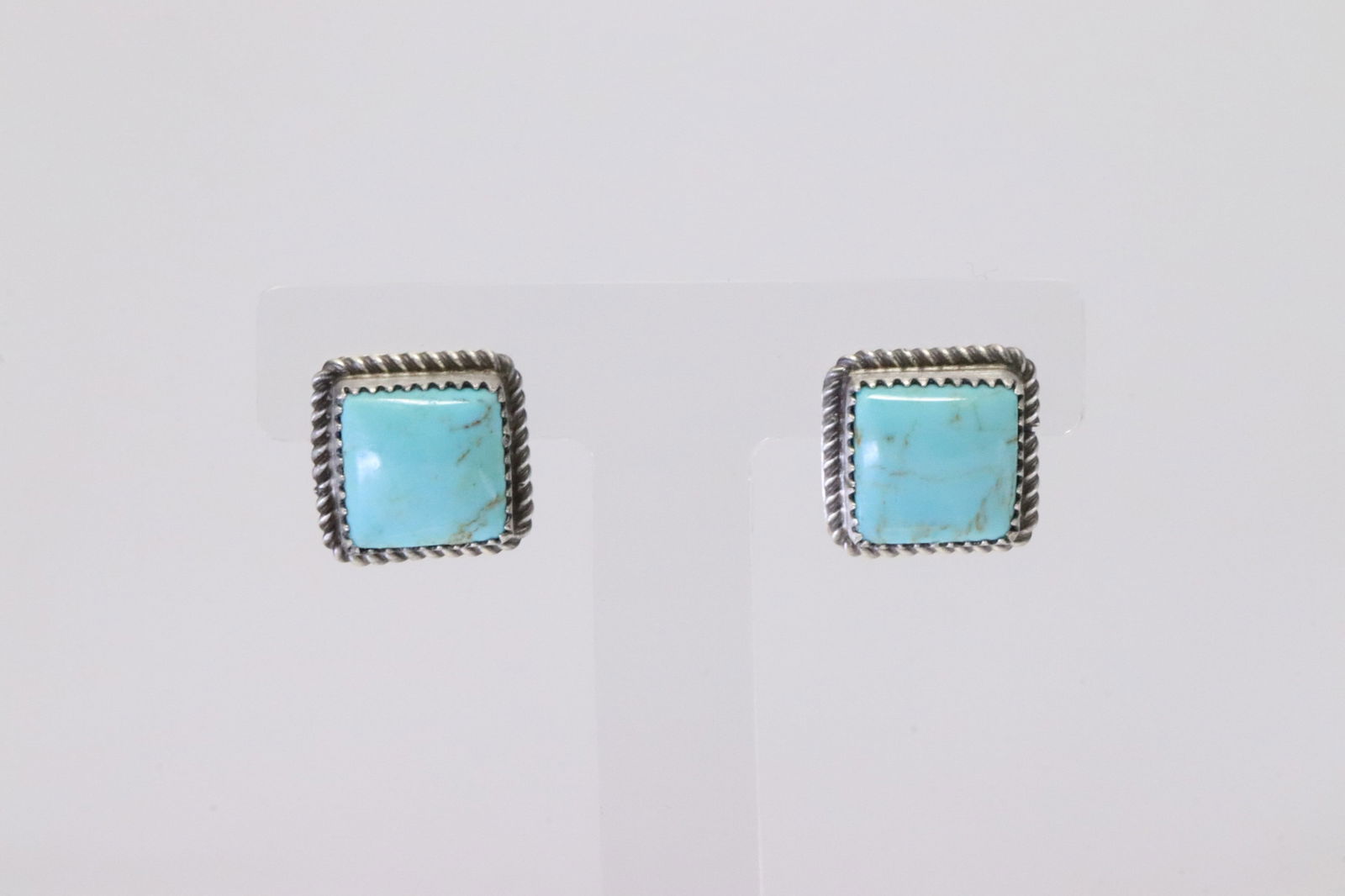 Native American Navajo Sterling Silver Turquoise Post Earring's By J.: This is a Native American Navajo Sterling Silver Turquoise Post Earring's By J.