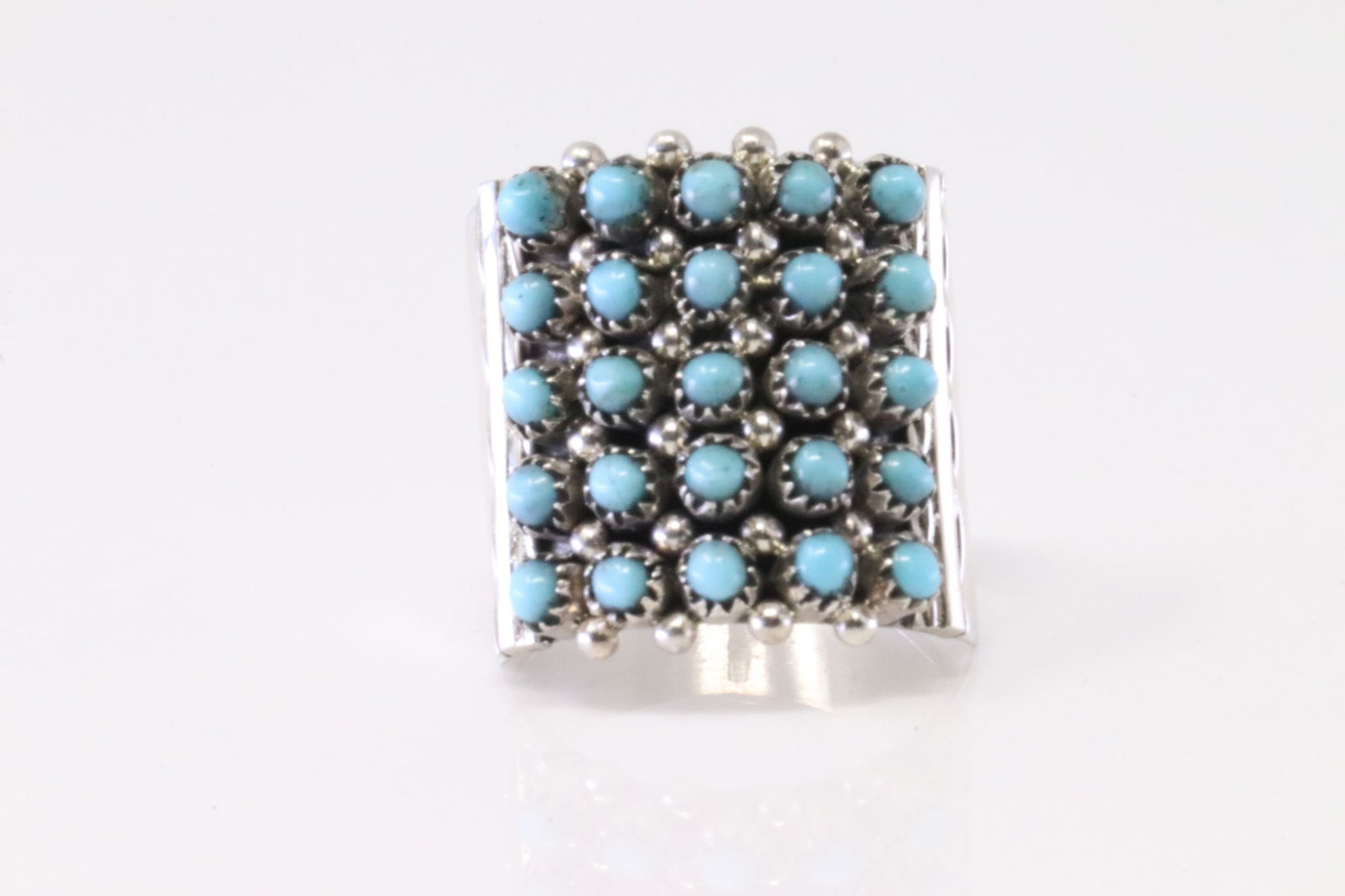 Native America Zuni Sterling Silver Turquoise Ring By S.H. (1 of 4)