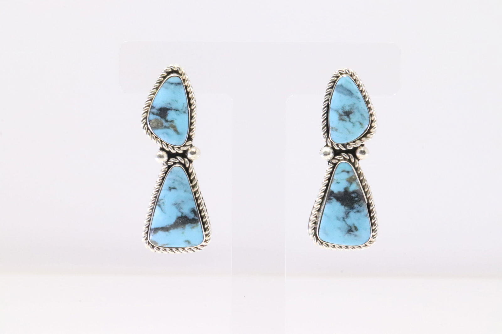 Native American Navajo Sterling Silver Turquoise Post Earring's By Daniel Dakai. (1 of 4)