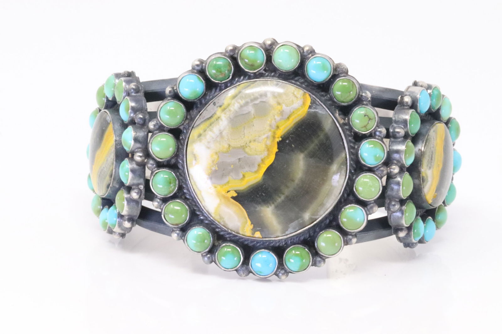 Native America Navajo Sterling Silver Bracelet Sonoran Gold TurquoiseBumble Bee Jasper. By Anthony (1 of 7)