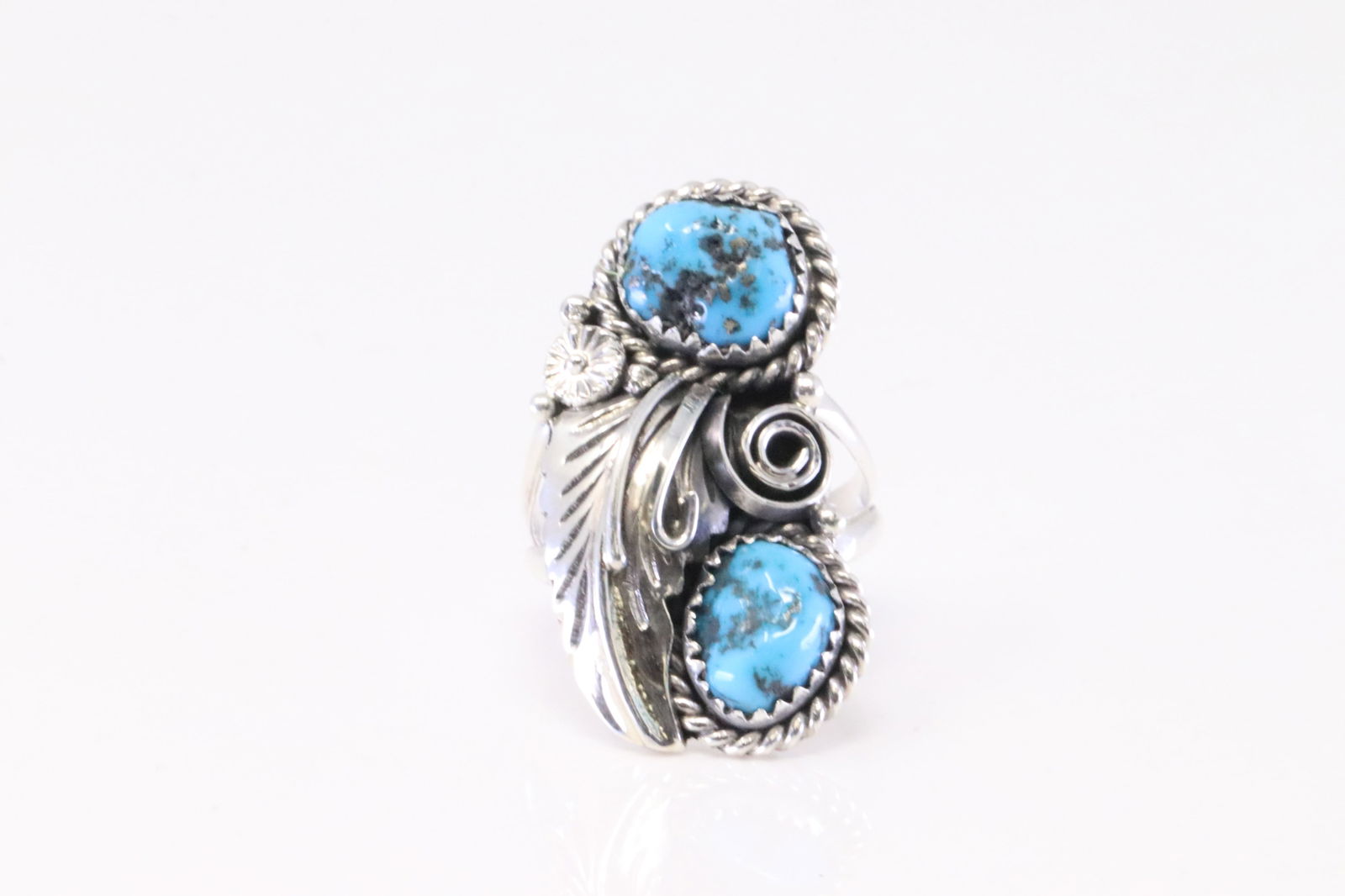 Native America Navajo Sterling Silver Turquoise Ring By L.Spencer. (1 of 4)