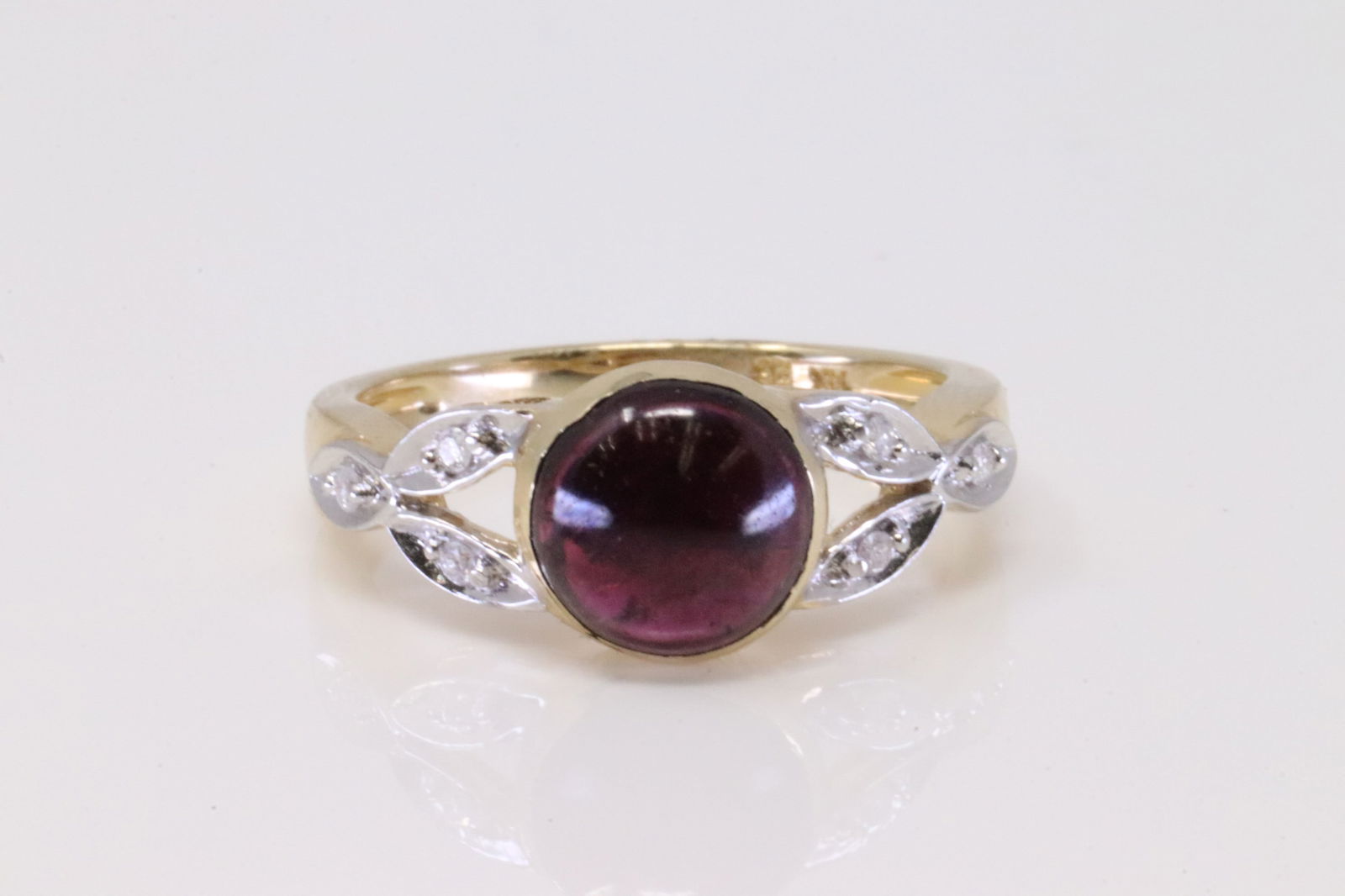 Cabochon Garnet & Diamond Ring 14Kt. (1 of 4)