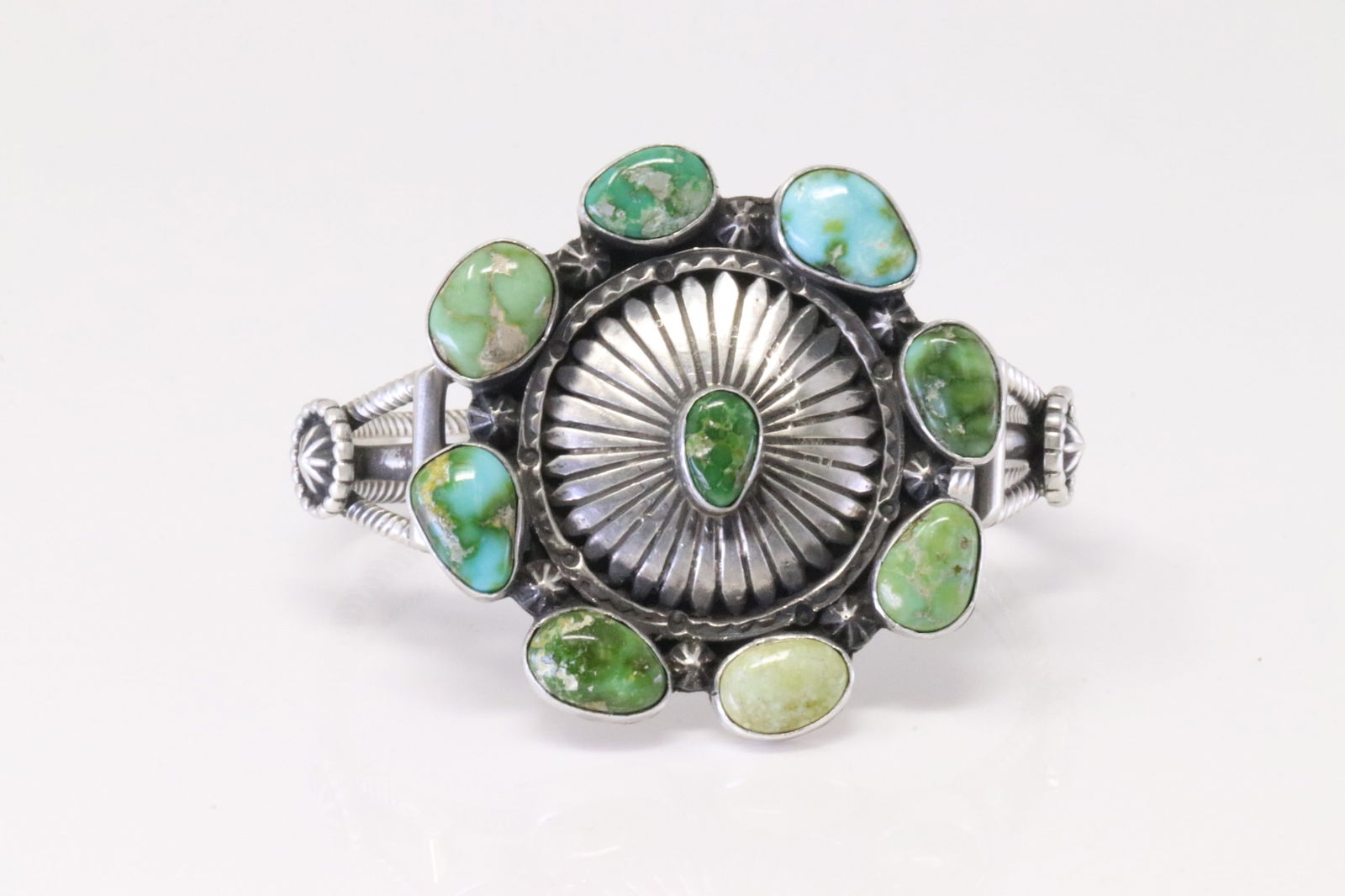 Native America Navajo Sterling Silver Sonora Gold Turquoise Bracelet By Harry B. Yazzie. (1 of 4)