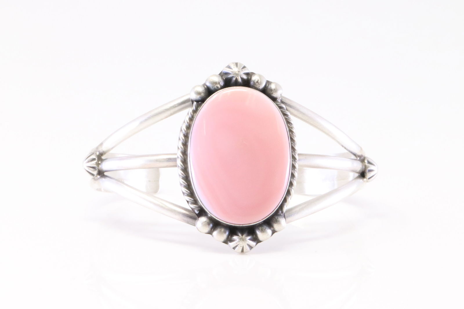 Native American Navajo Sterling Silver Pink Concho Bracelet Cuff By Augustine Largo. (1 of 4)
