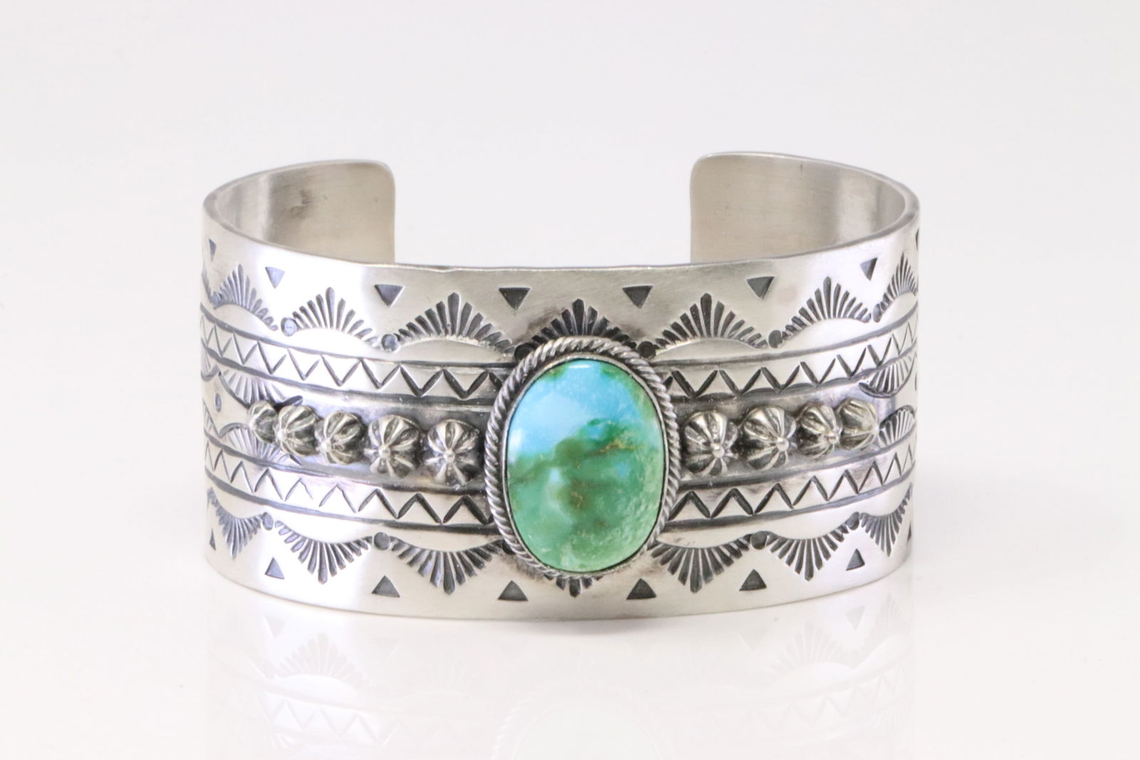 Native America Navajo Sterling Silver Sonora Gold Turquoise Bracelet By Mark Yazzie. (1 of 4)