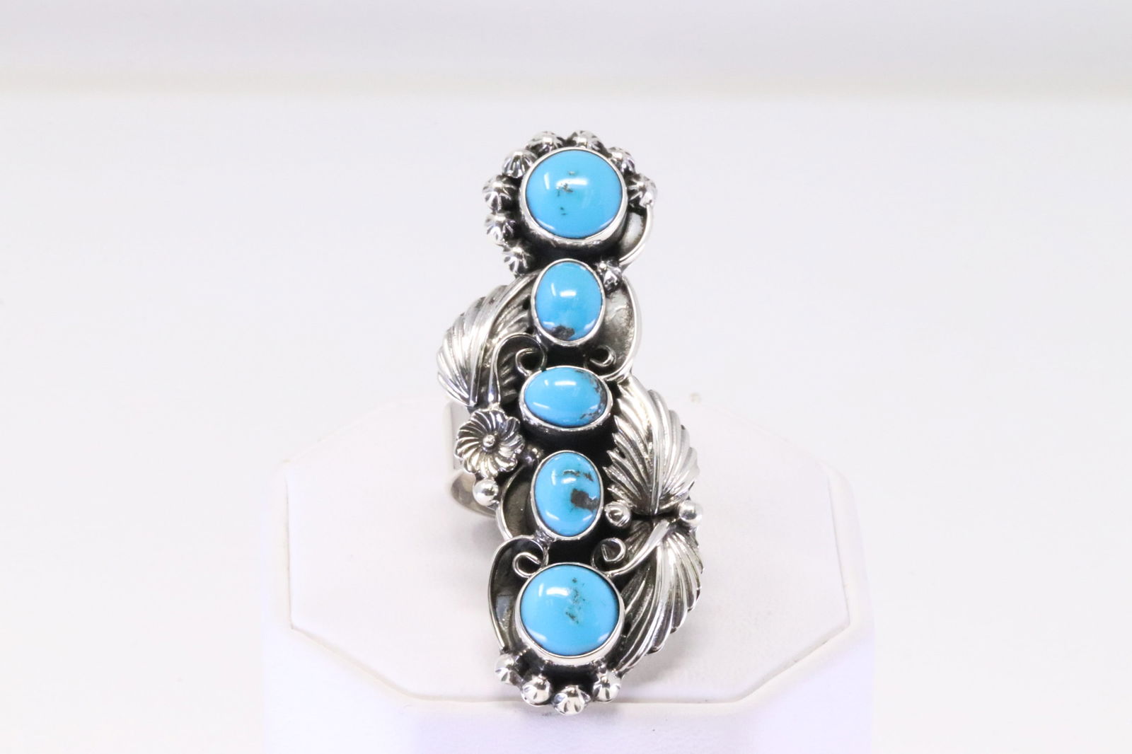 Native America Navajo Sterling Silver Turquoise Ring 5 Stone By Gilbert Smith. (1 of 4)