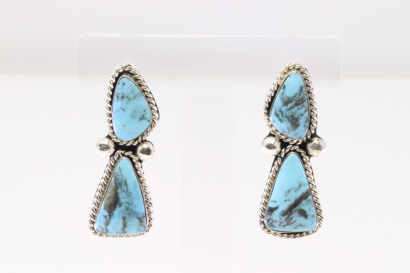 Native America Navajo Sterling Silver Turquoise Post Earring's By Daniel Dakai. (1 of 4)