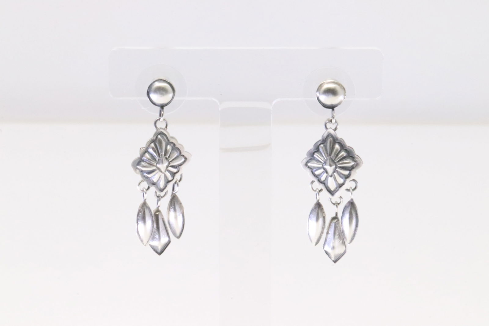 Native American Navajo Sterling Silver Post Earring's By Terry Charlie. (1 of 4)