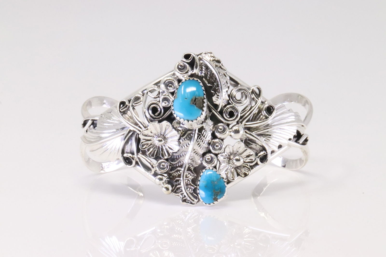 Native American Navajo Sterling Silver Turquoise Bracelet Cuff By Harry B. Yazzie. (1 of 4)