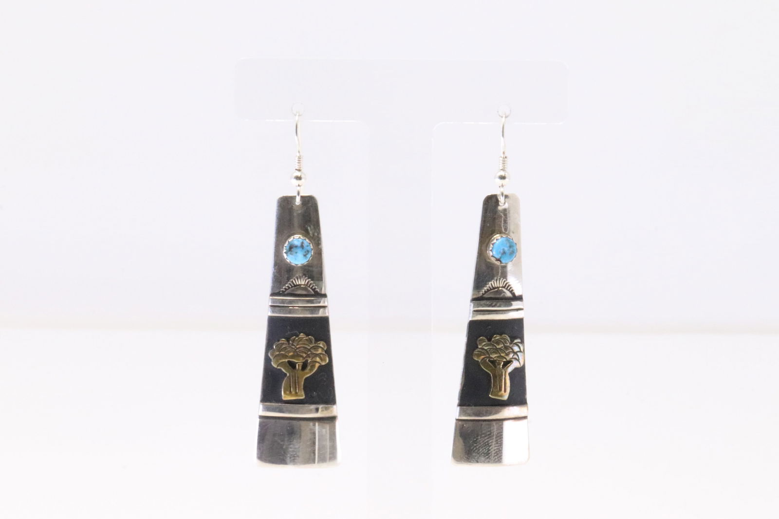 Native American Navajo Sterling Silver Turquoise Dangling Earring's By T&R Singer. (1 of 4)