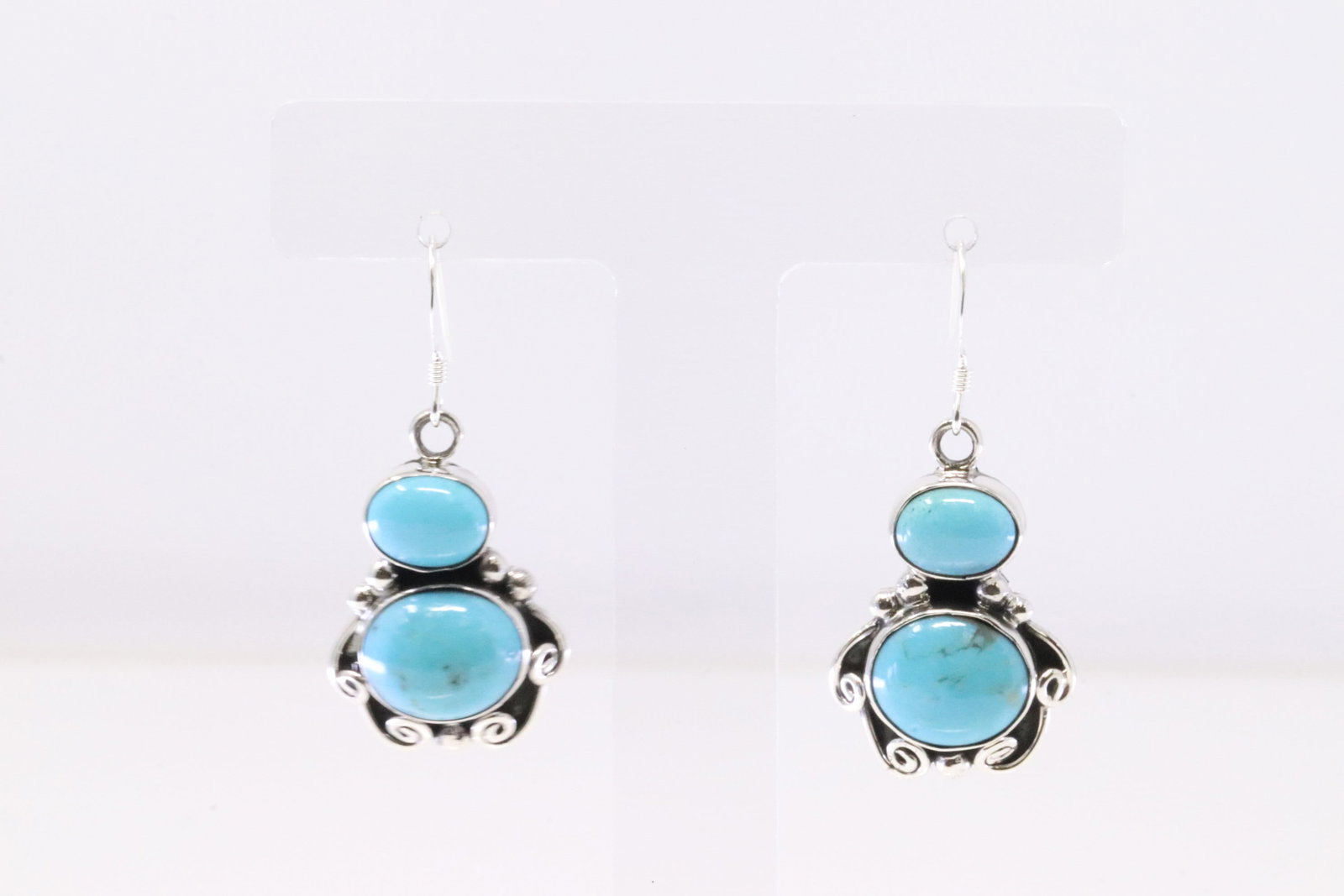 Native America Navajo Sterling Silver Turquoise Dangling Earring's By Sheena Jack.: This is a Native America Navajo Sterling Silver Turquoise Dangling Earring's By Sheena Jack.