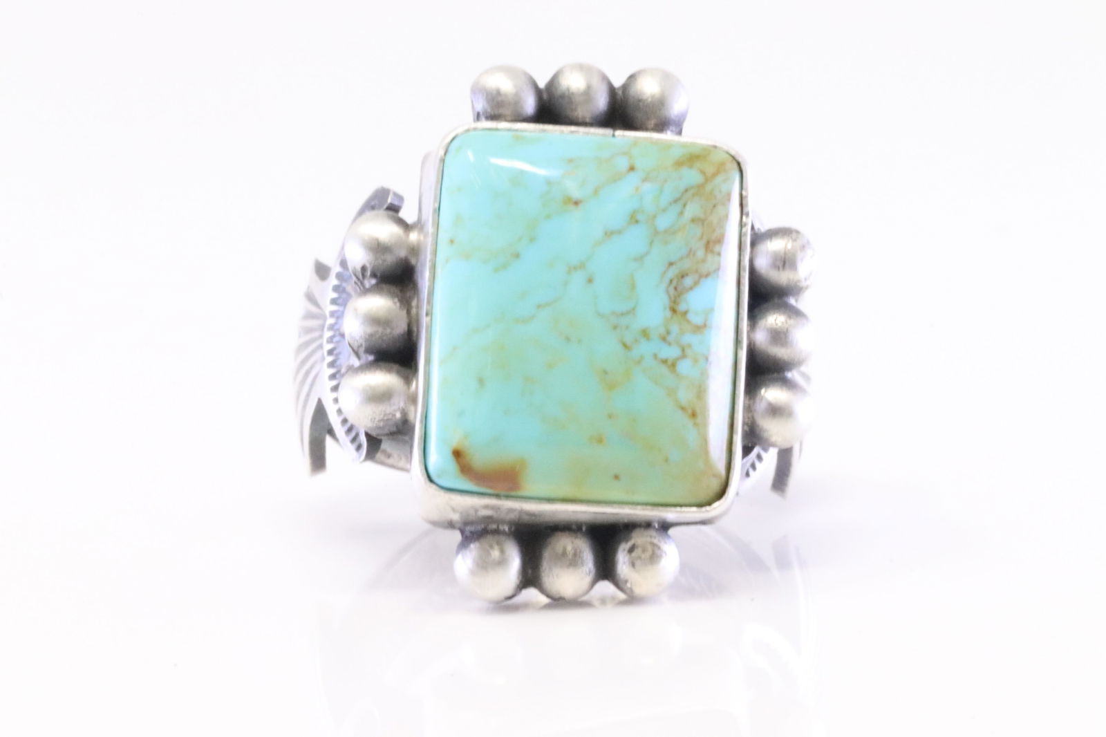 Native America Navajo Sterling Silver Turquoise Ring By M.C. (1 of 4)
