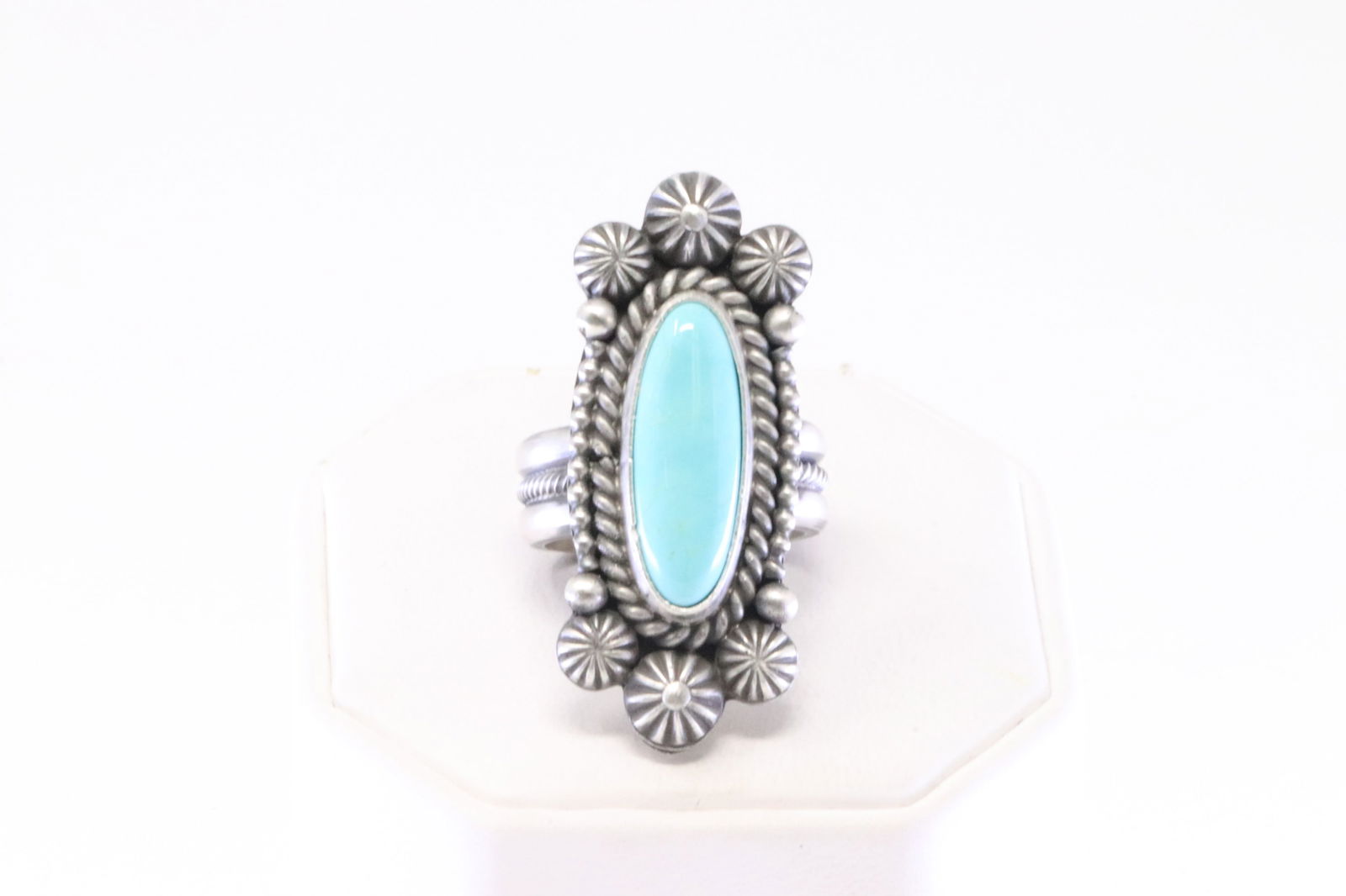 Native America Navajo Sterling Silver Turquoise Ring By M.C. (1 of 4)