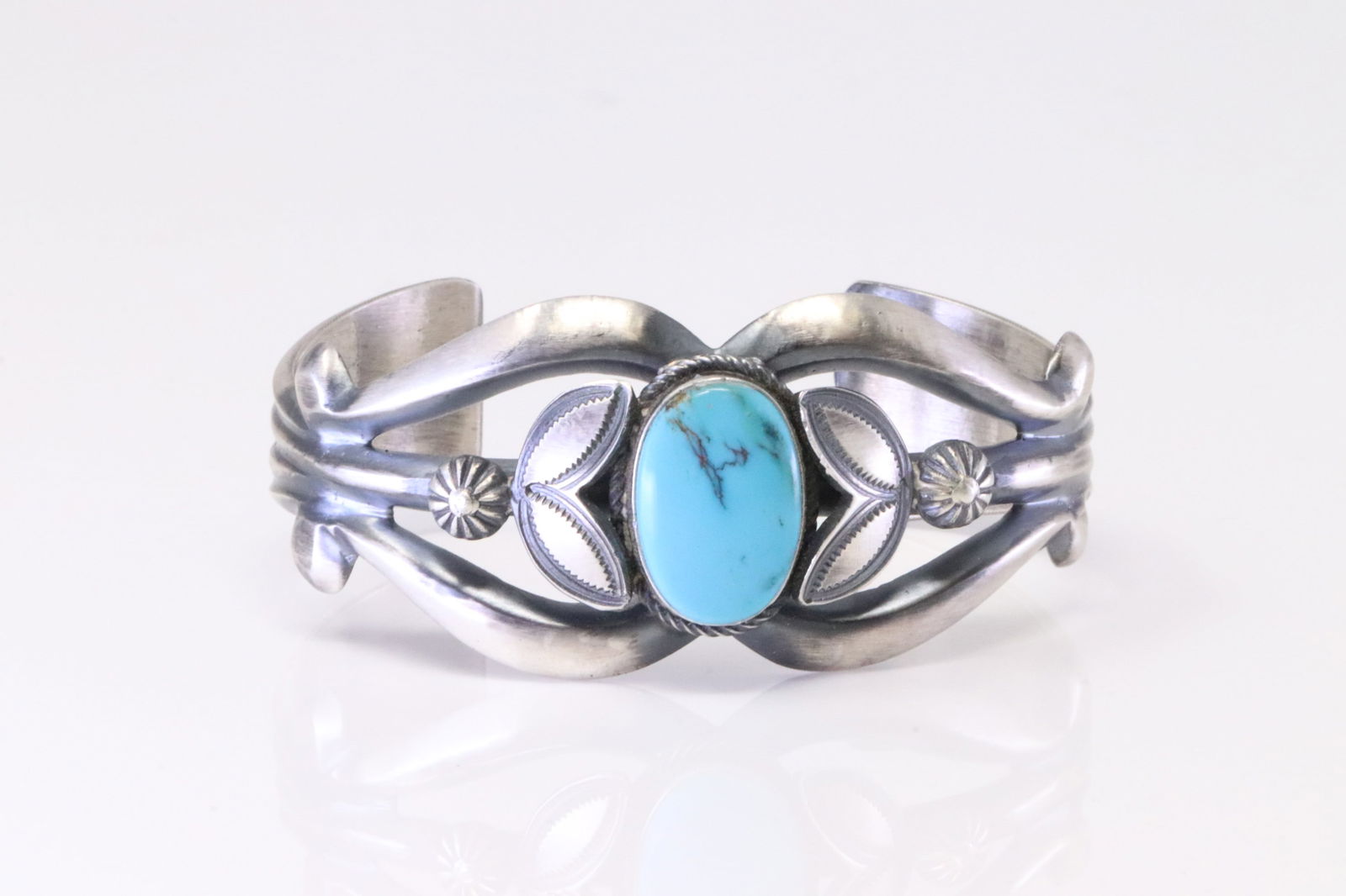 Native American Navajo Sterling Silver Turquoise Bracelet Cuff Henry Morgan. (1 of 4)