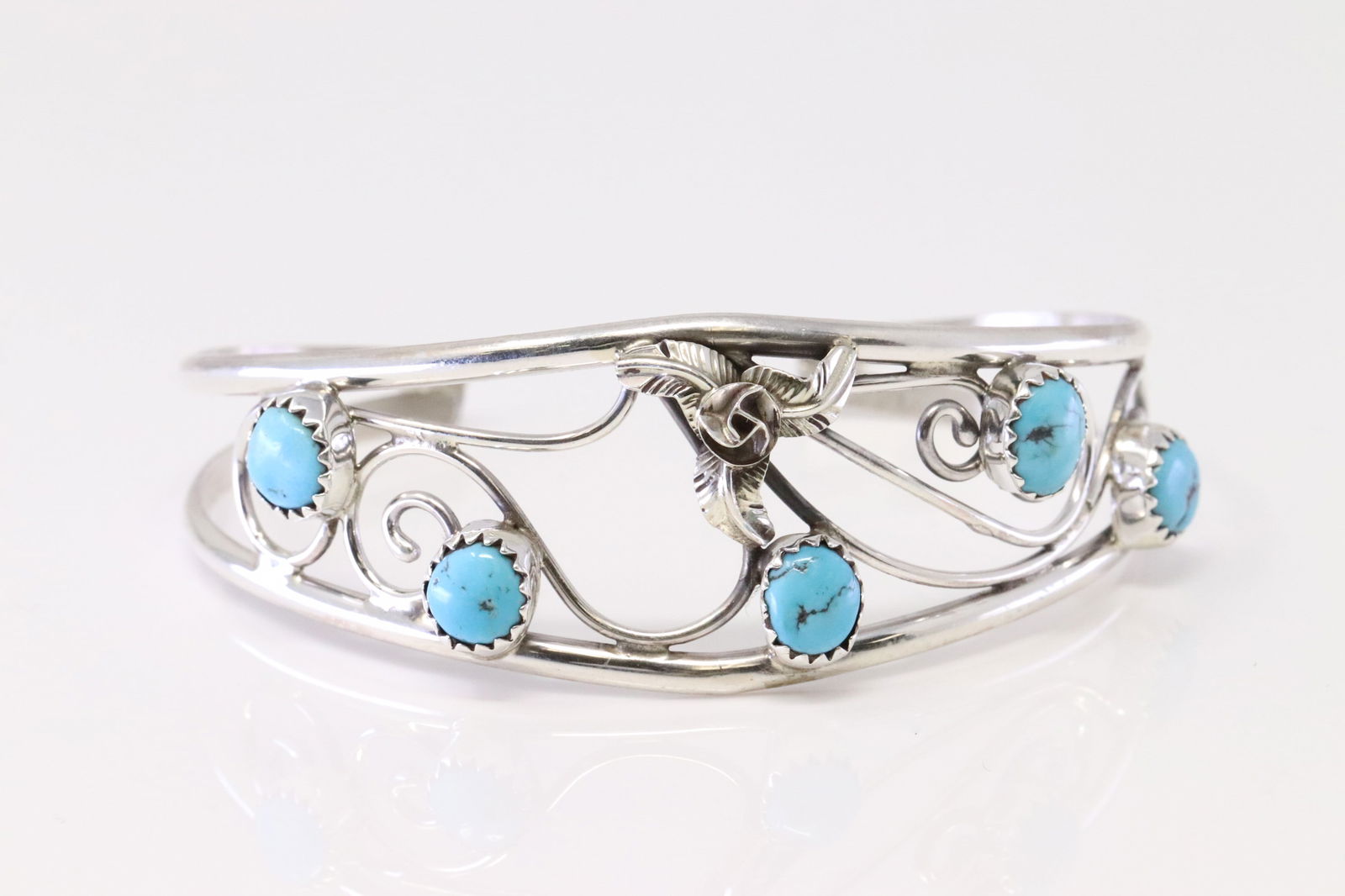 Native America Navajo Sterling Silver Turquoise Bracelet Cuff By C. (1 of 4)