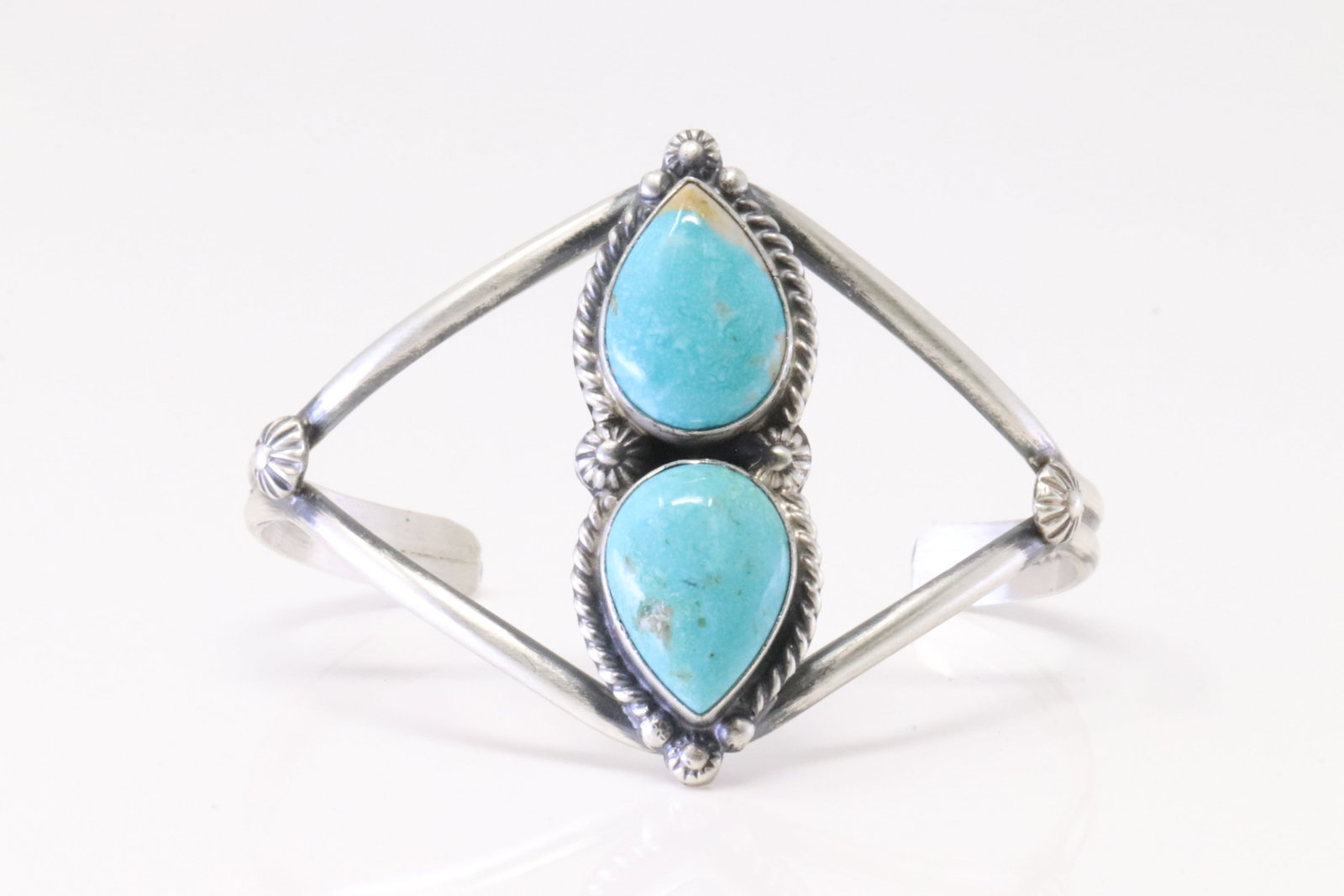 Native America Navajo Sterling Silver Turquoise Bracelet Cuff By Robert Shakey. (1 of 4)