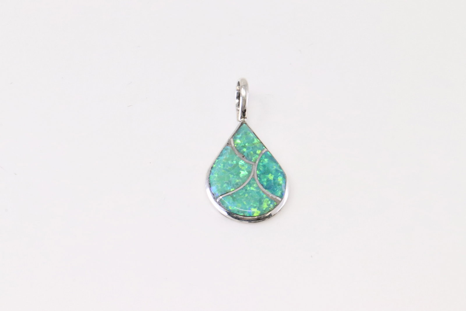 Native America Zuni Sterling Silver Green Opal Pendant By Delorna Lahi. (1 of 2)