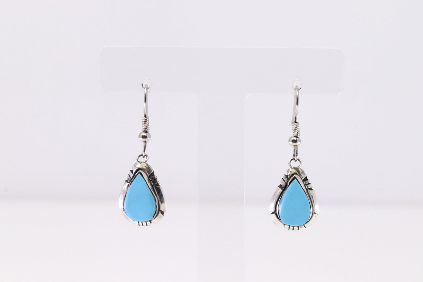 Native America Navajo Sterling Silver Turquoise Dangling Earring's By C. (1 of 4)