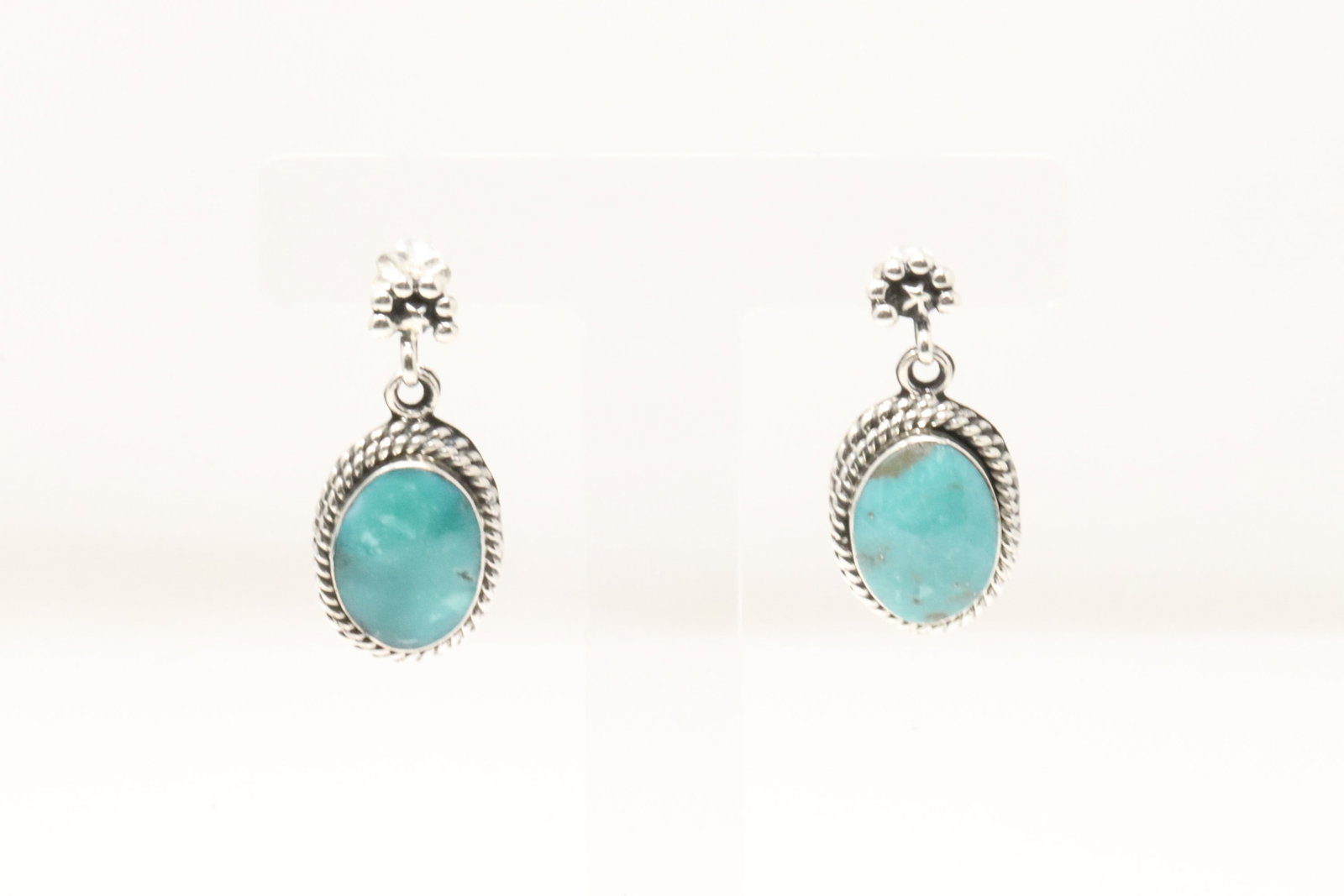 Native America Navajo Sterling Silver Turquoise Post Earring's By Sheena Jack.: This is a Native America Navajo Sterling Silver Turquoise Post Earring's By Sheena Jack.