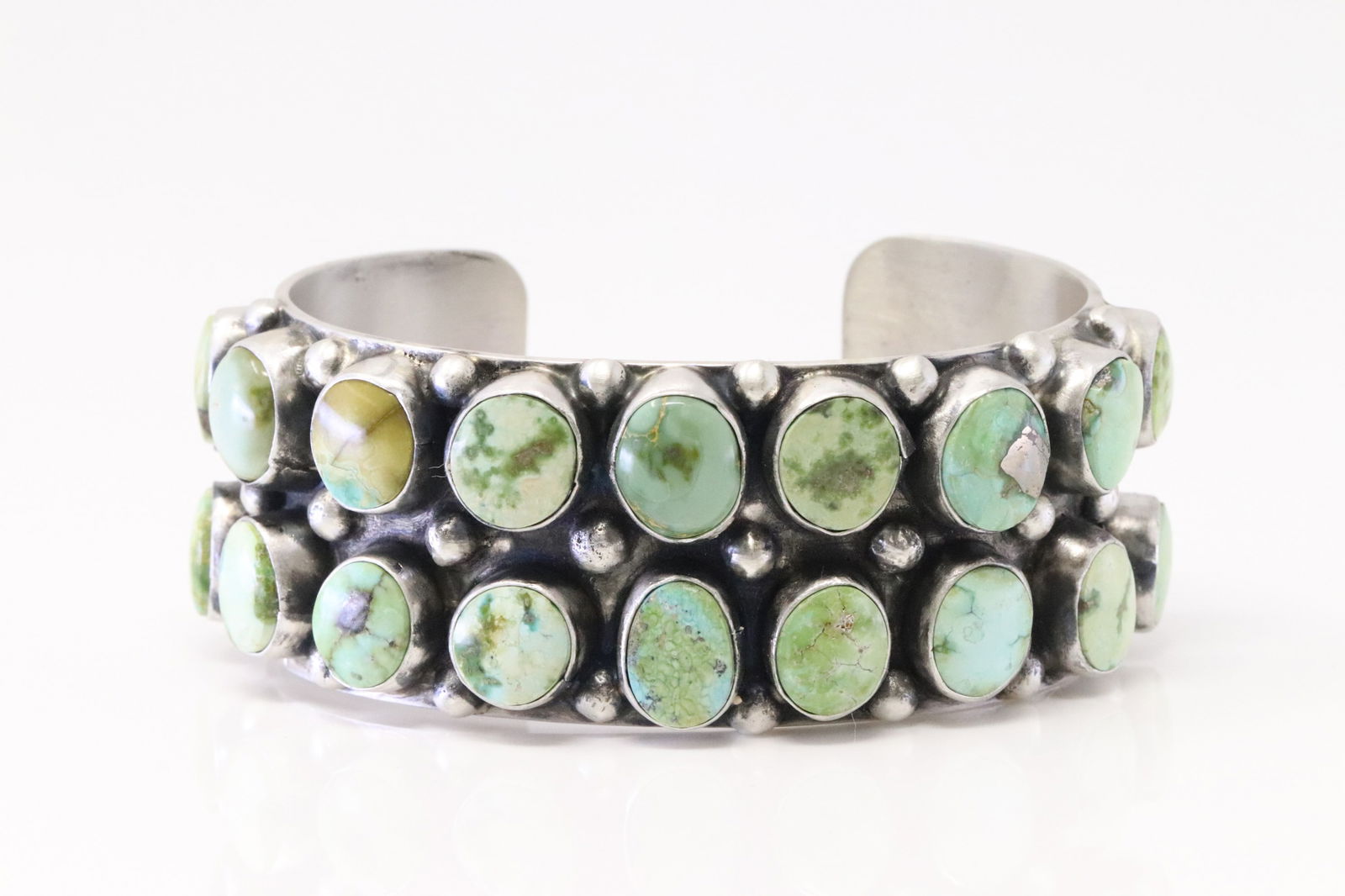 Native America Navajo Sterling Silver Sonora Gold Turquoise Bracelet Cuff By Bobby Johnson. (1 of 4)