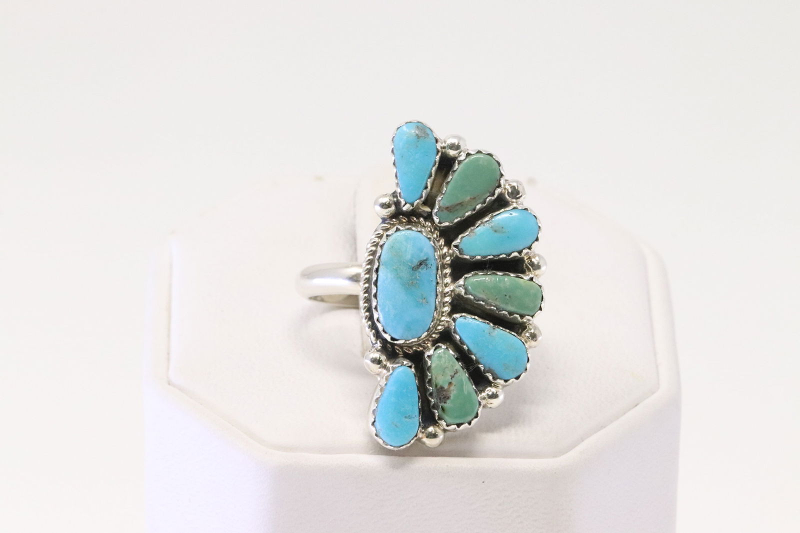 Native America Zuni Sterling Silver Turquoise Ring By F.D.W. (1 of 4)