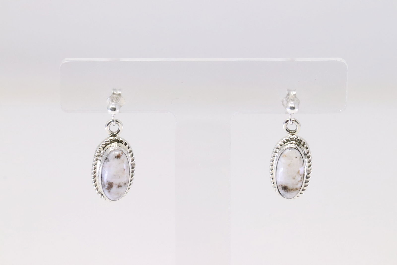 Native America Navajo Sterling Silver White Buffalo Post Earring's By S.H. (1 of 4)