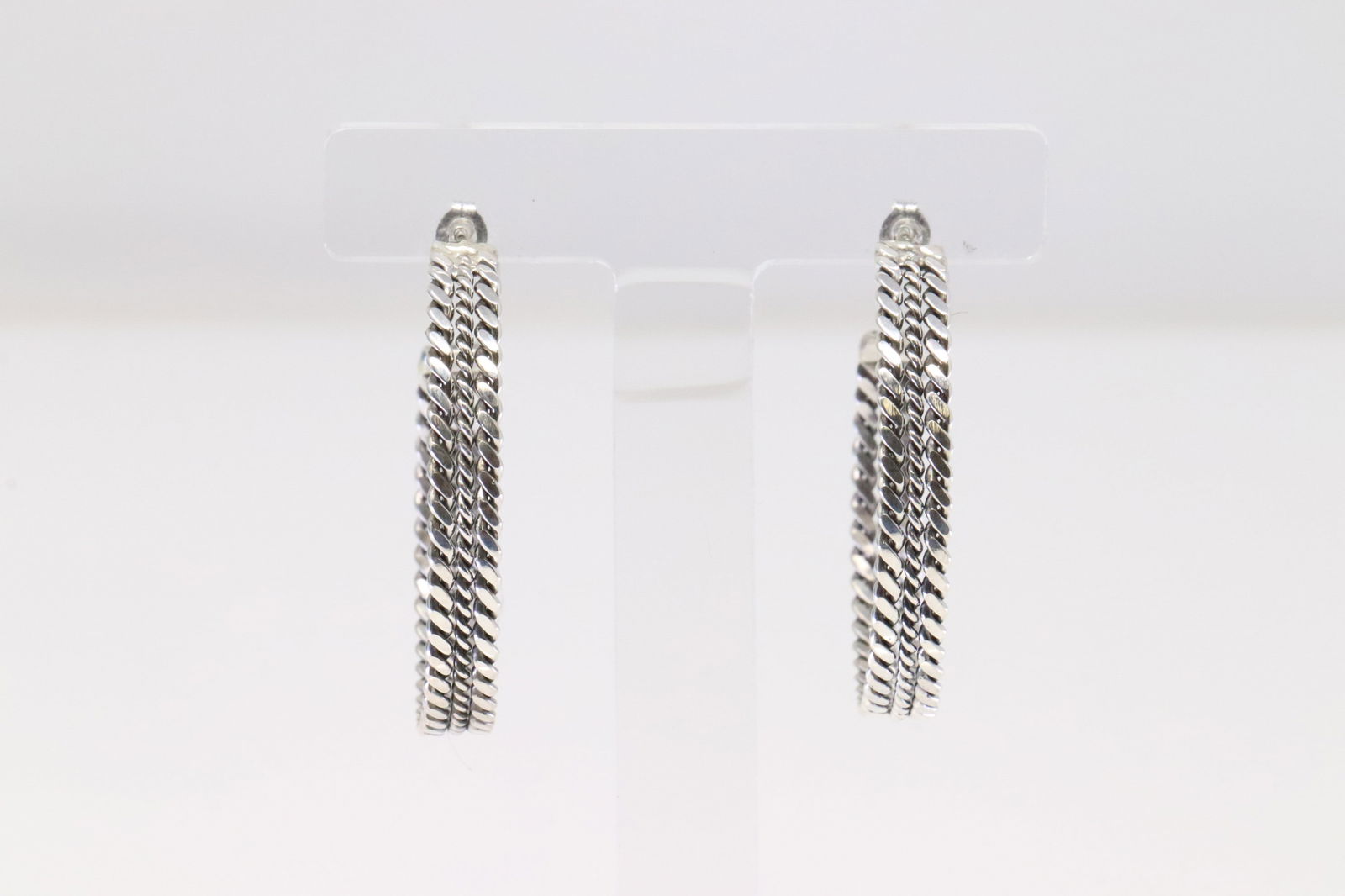 Native American Navajo Sterling Silver Hoop Earring's By Elaine Tahe. (1 of 4)