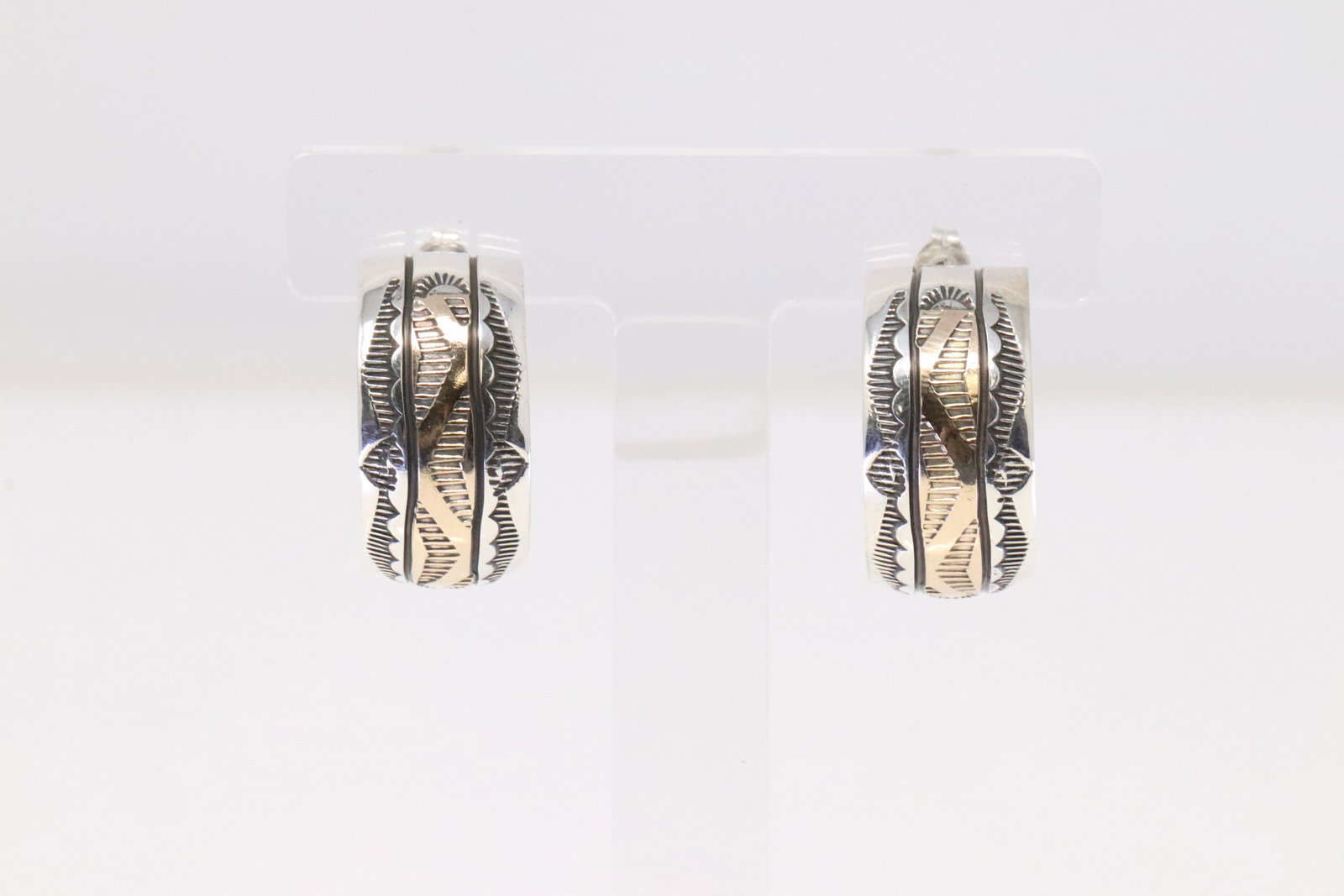 Native America Navajo Sterling Silver Hoop Earring's By Bruce Morgan. (1 of 4)