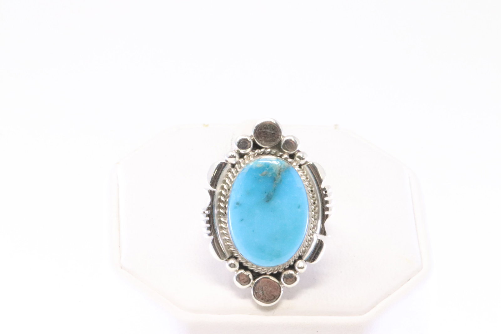 Native America Navajo Sterling Silver Turquoise Ring By Samuel Yellowhair.: This is a Native America Navajo Sterling Silver Turquoise Ring By Samuel Yellowhair. 8.00.