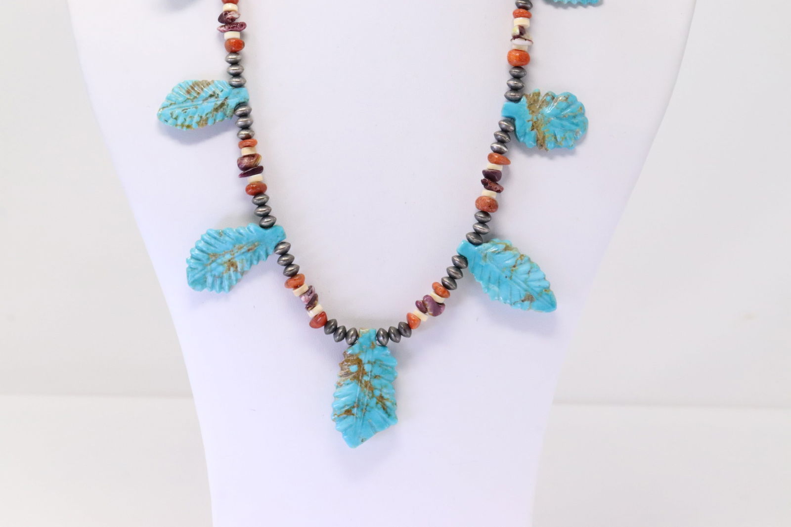 Native American Navajo Sterling Silver Multi-Color Stone Necklace. (1 of 4)