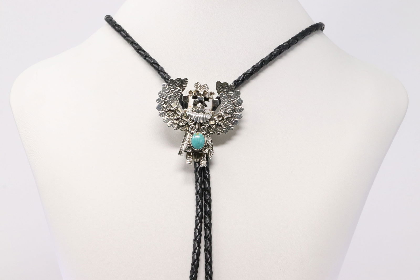 Native America Navajo Sterling Silver Turquoise Kachina Dancer Pendant / Bolo Necklace By A.Mariano. (1 of 4)