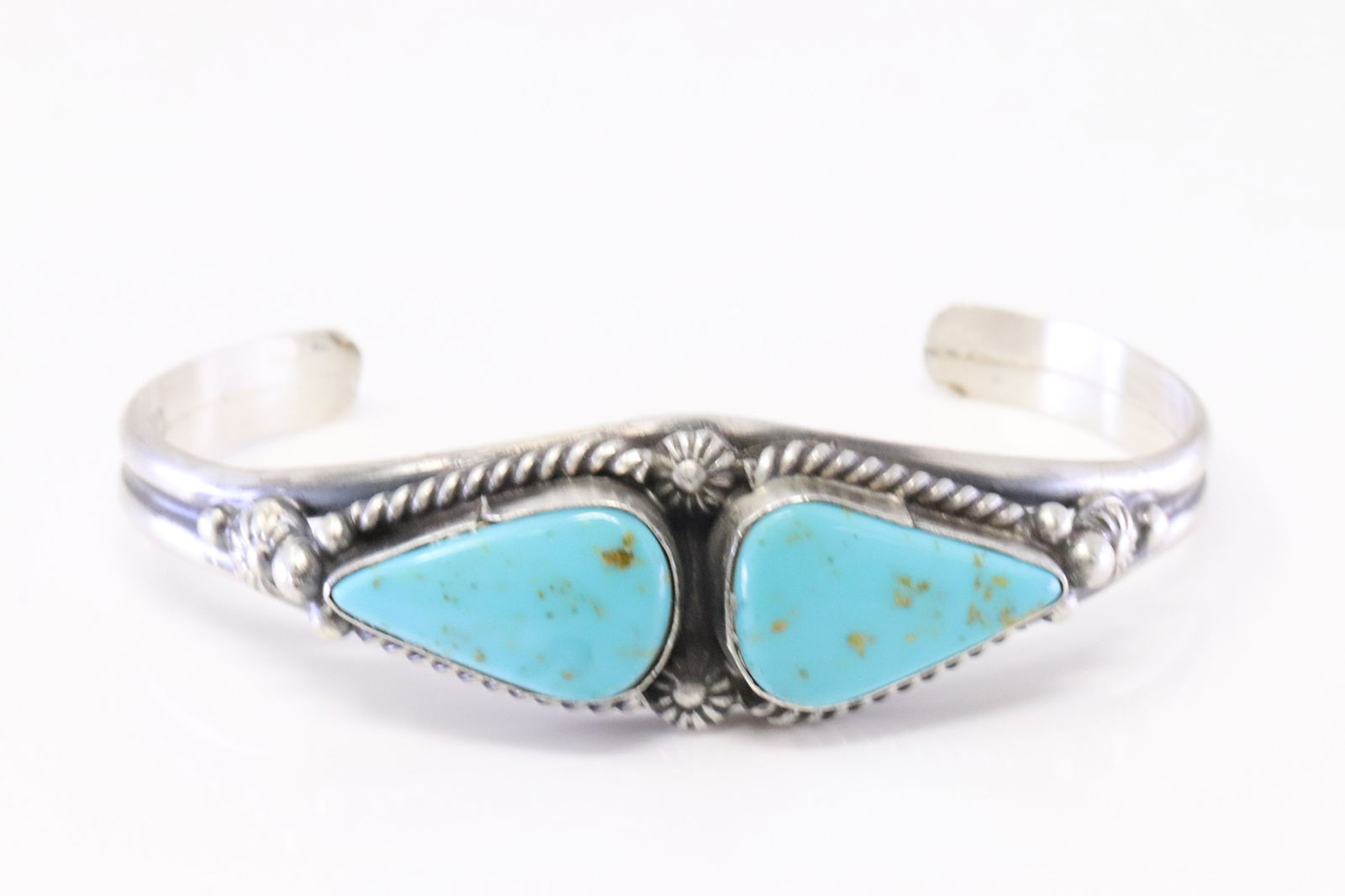 Native America Navajo Sterling Silver Turquoise Bracelet Cuff By Robert Shakey. (1 of 4)
