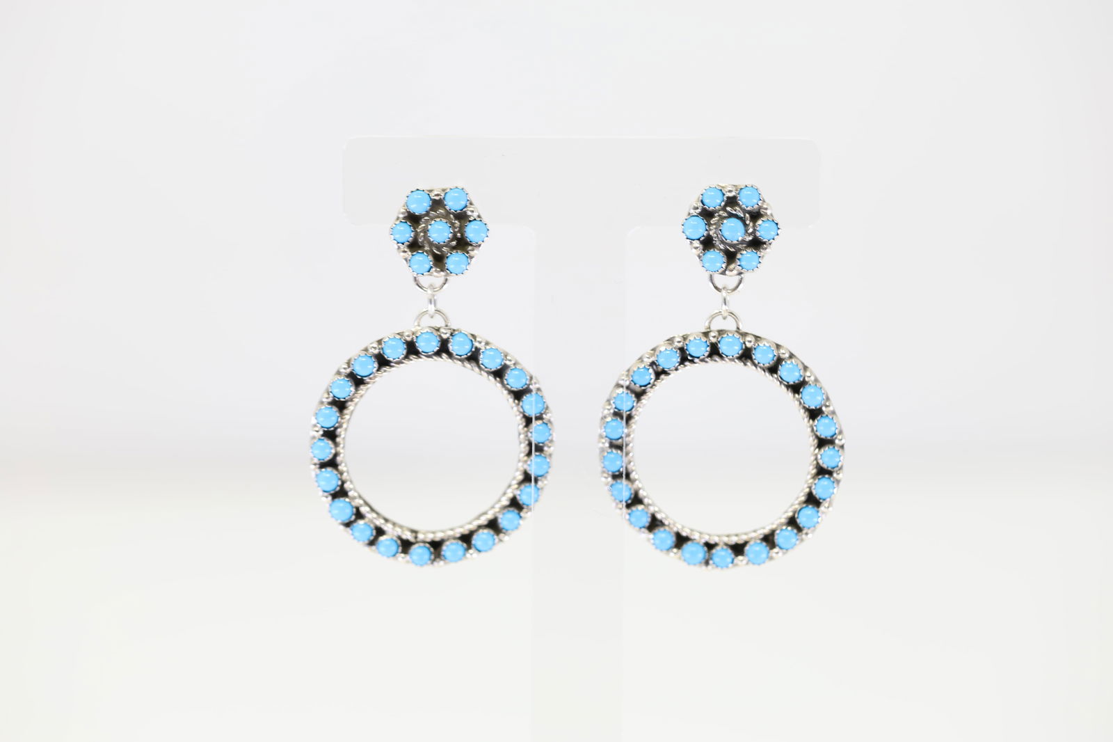Native America Navajo Sterling Silver Turquoise Post / Earring's Falencia Yazzie. (1 of 4)
