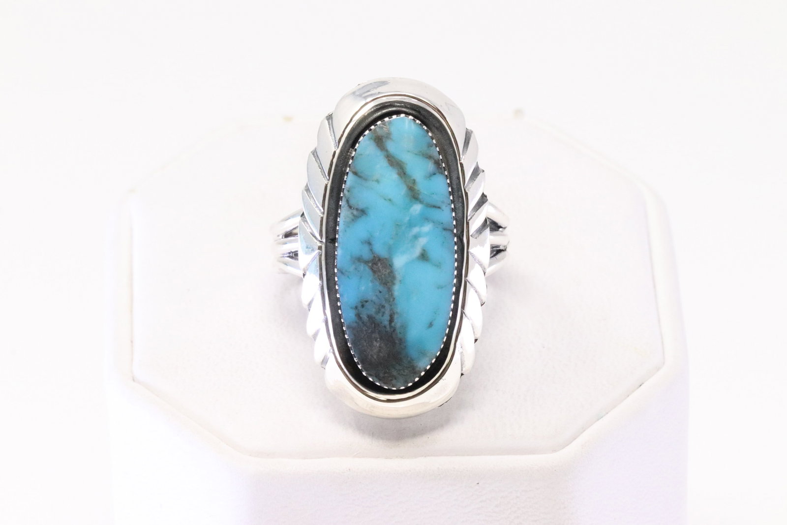 Native America Navajo Sterling Silver Turquoise Ring By Myra Benally.: This is a Native America Navajo Sterling Silver Turquoise Ring By Myra Benally. Ring size: 9.25.