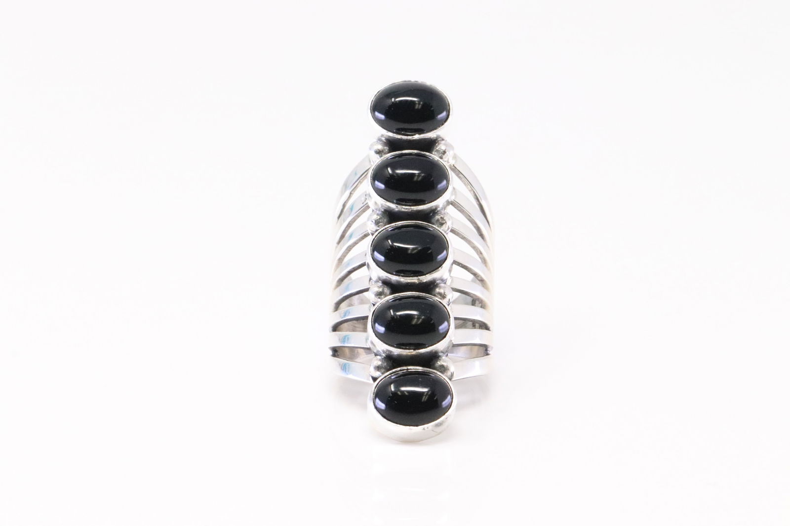 Native America Navajo Sterling Silver Black Onyx Ring By Thomas Yazzie. (1 of 4)